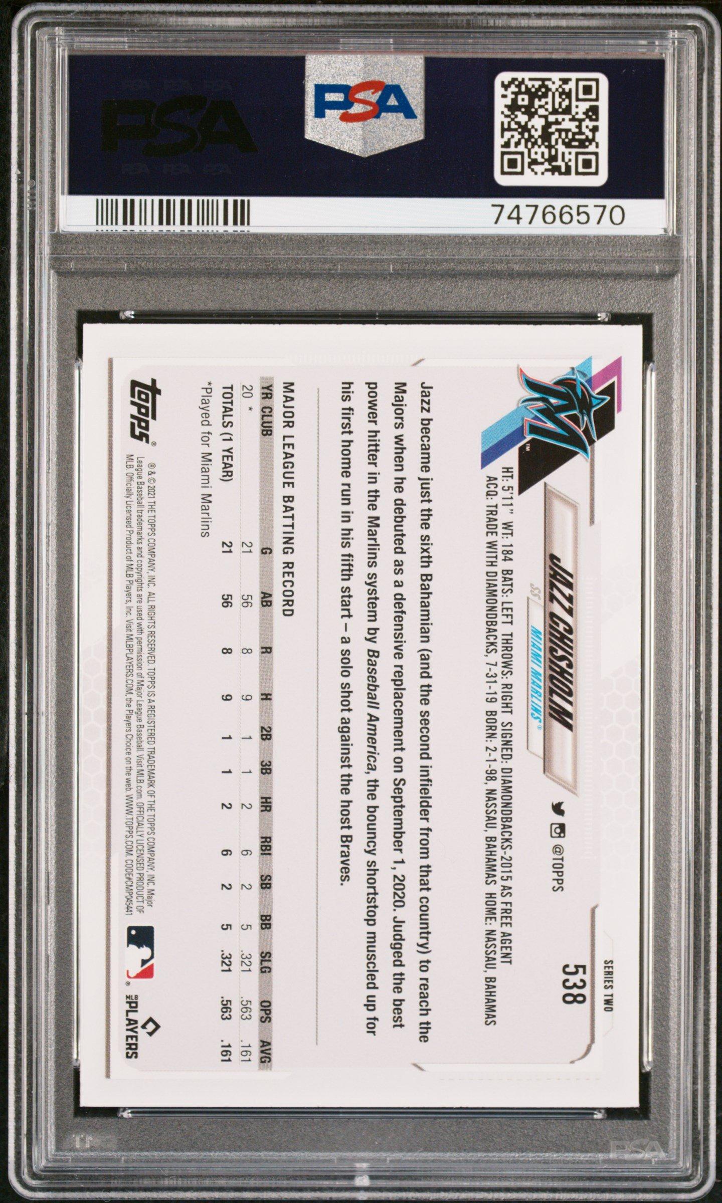 2021 Topps 538 Jazz Chisholm Sp PSA 10