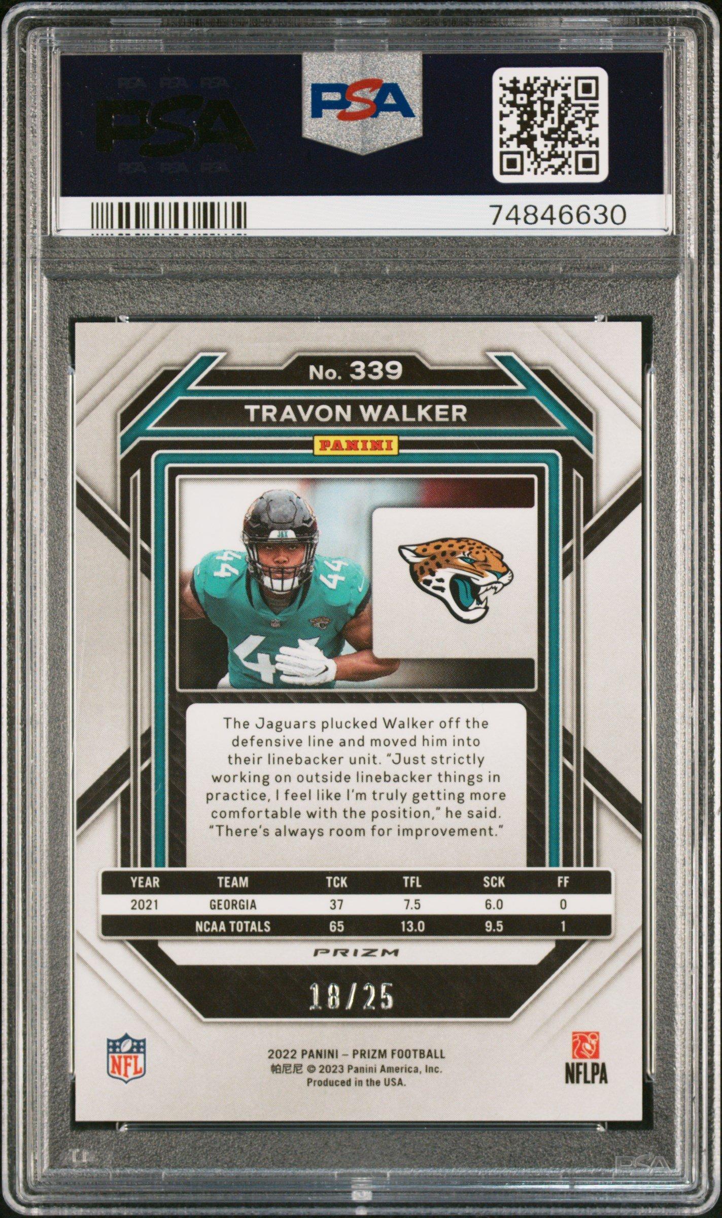 2022 Panini Prizm 339 Travon Walker Navy Camo PSA 9