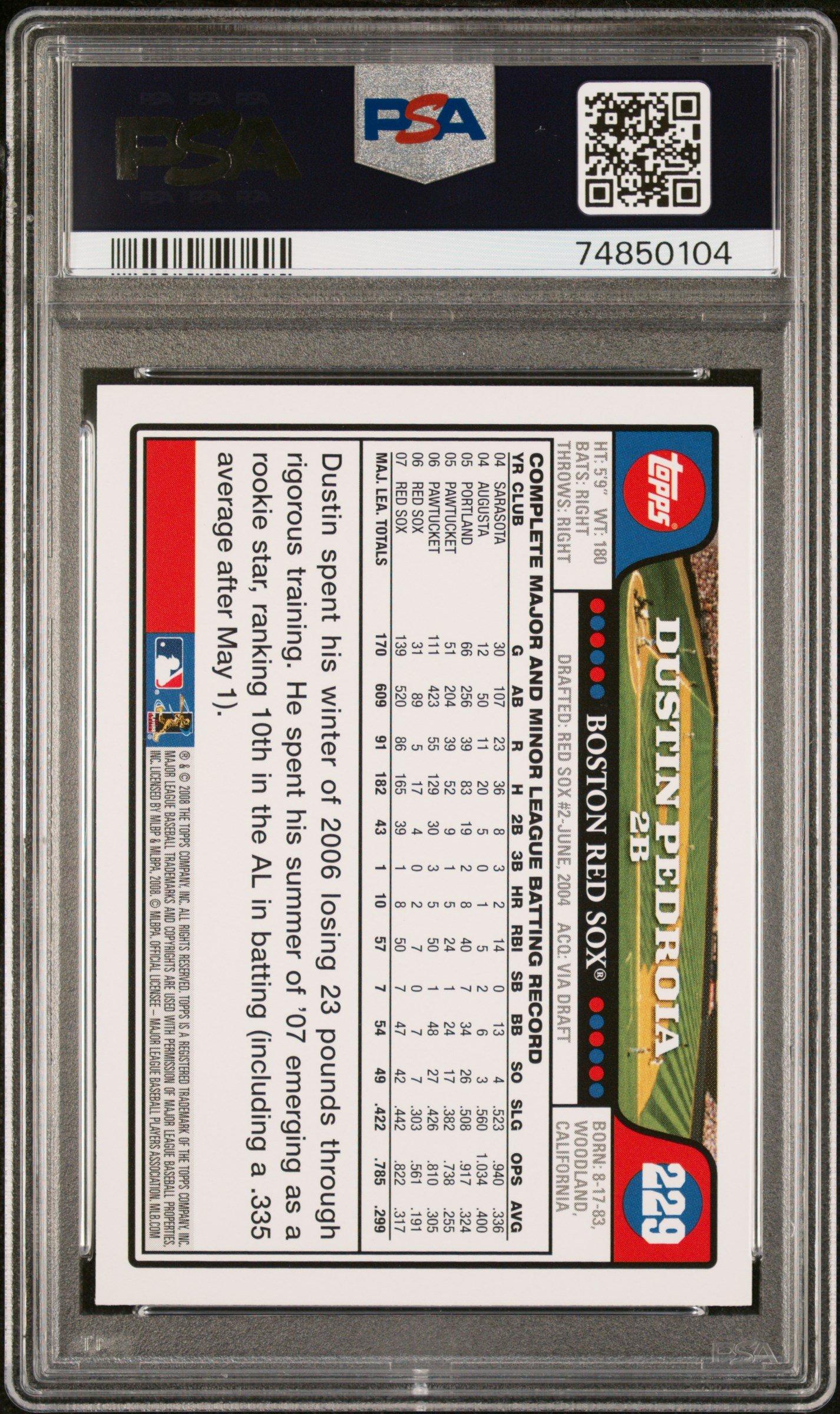 2008 Topps 229 Dustin Pedroia PSA 10