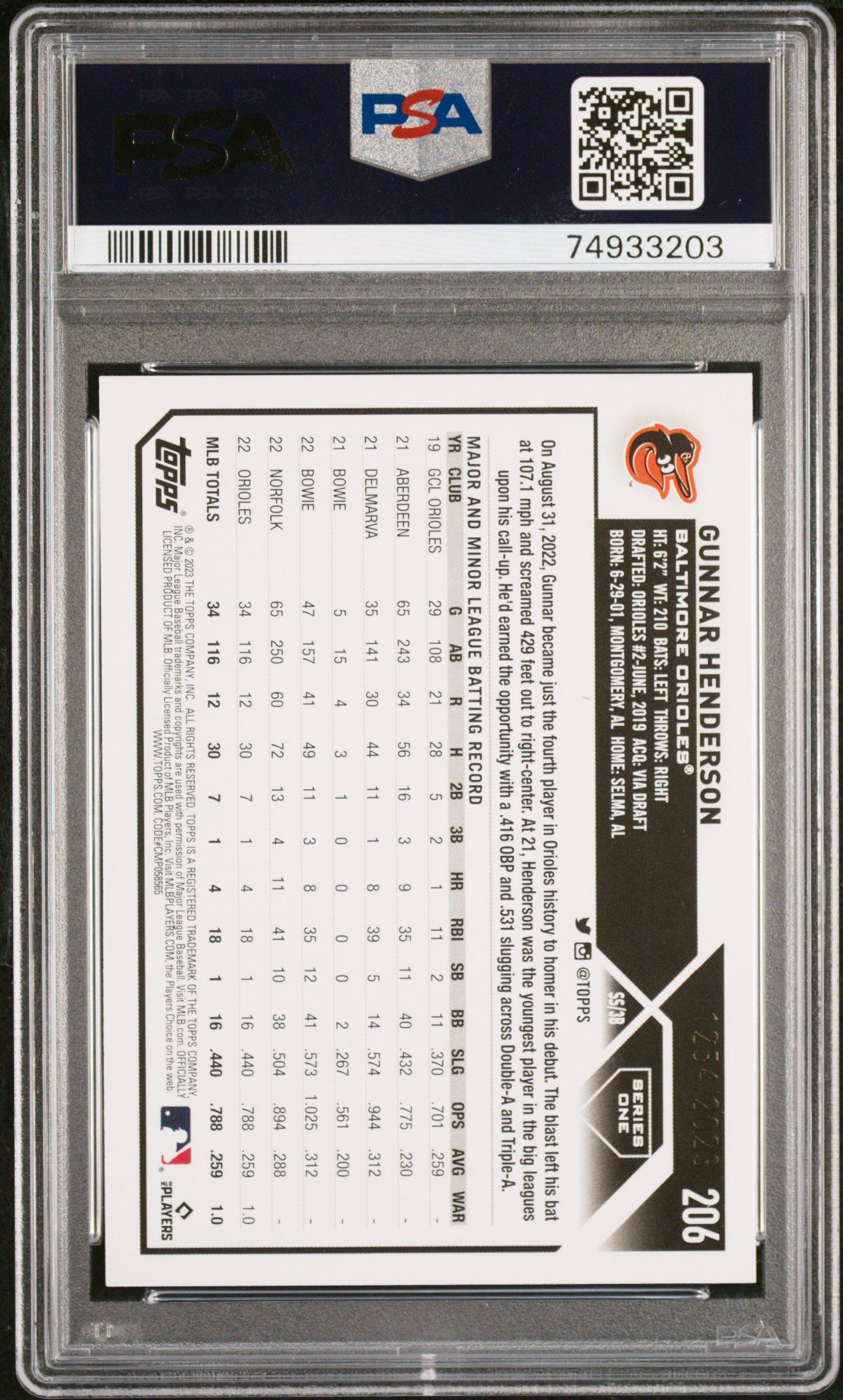 2023 Topps 206 Gunnar Henderson Gold PSA 9