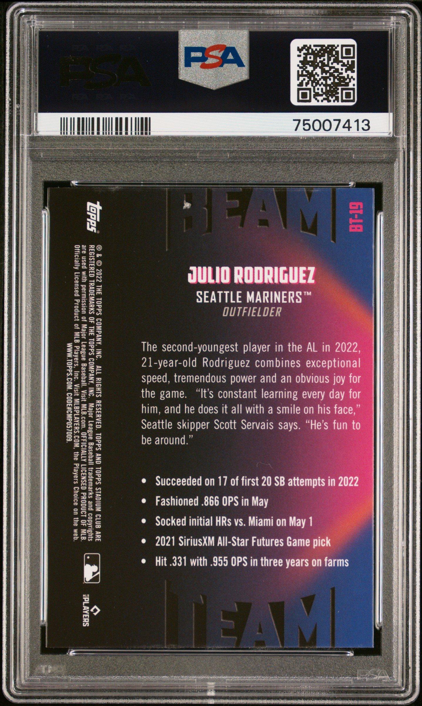 2022 Topps Stadium Club Chrome Beam Team Bt19 Julio Rodriguez PSA 10