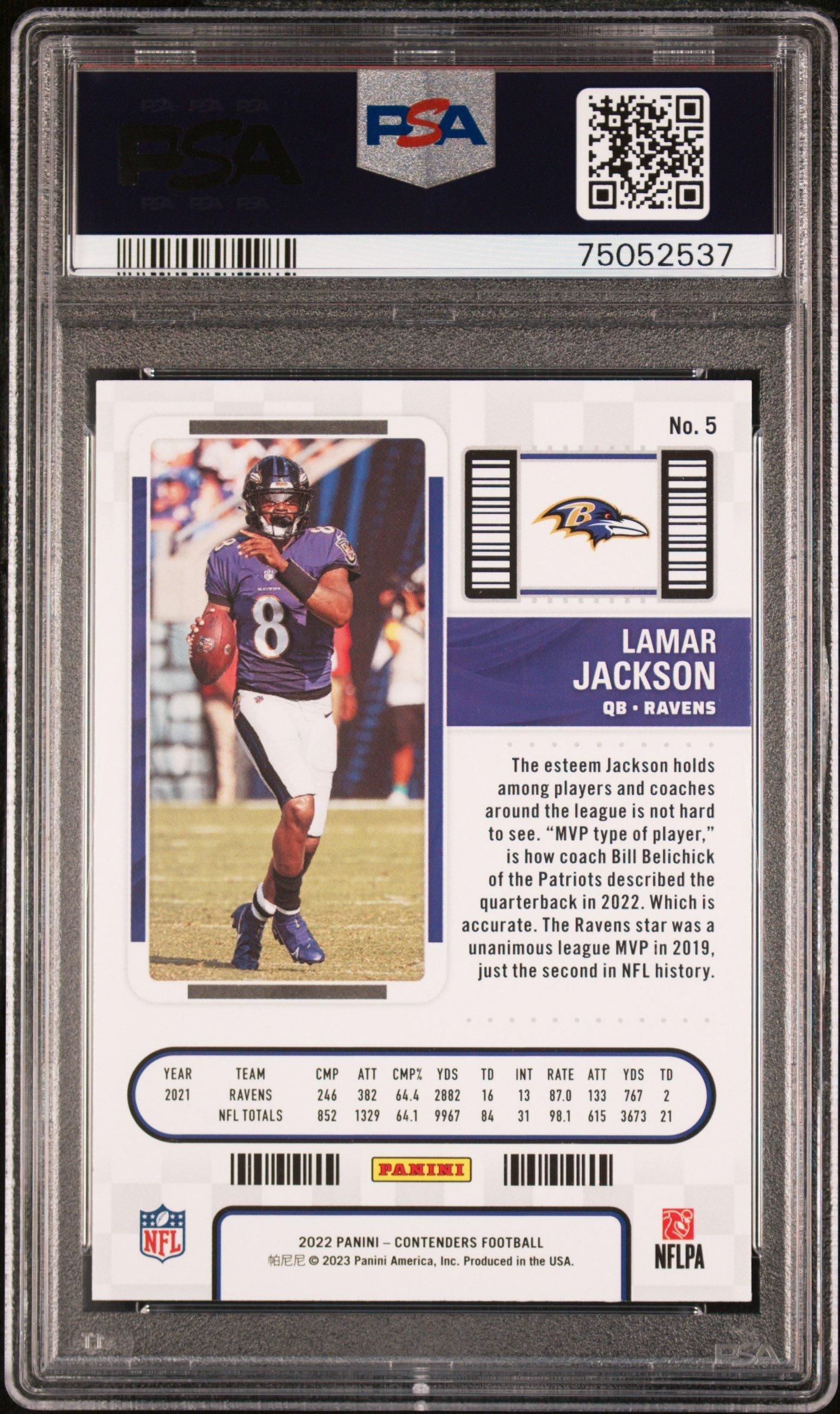 2022 Panini Contenders 5 Lamar Jackson PSA 10