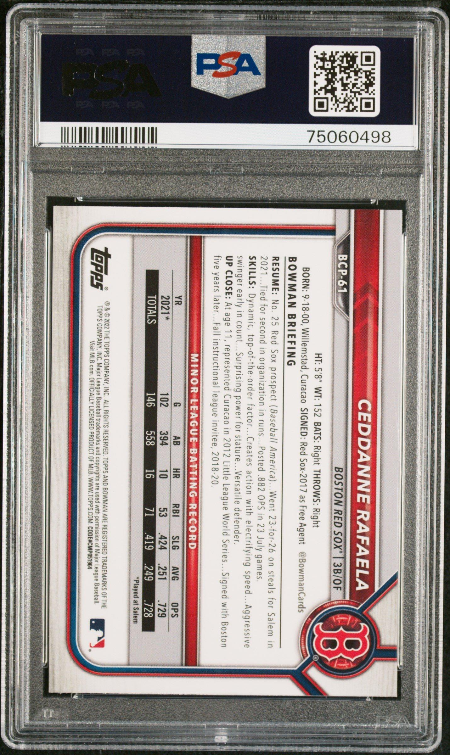 2022 Bowman Sapphire Edition Chrome Prospects Bcp61 Ceddanne Rafaela PSA 10