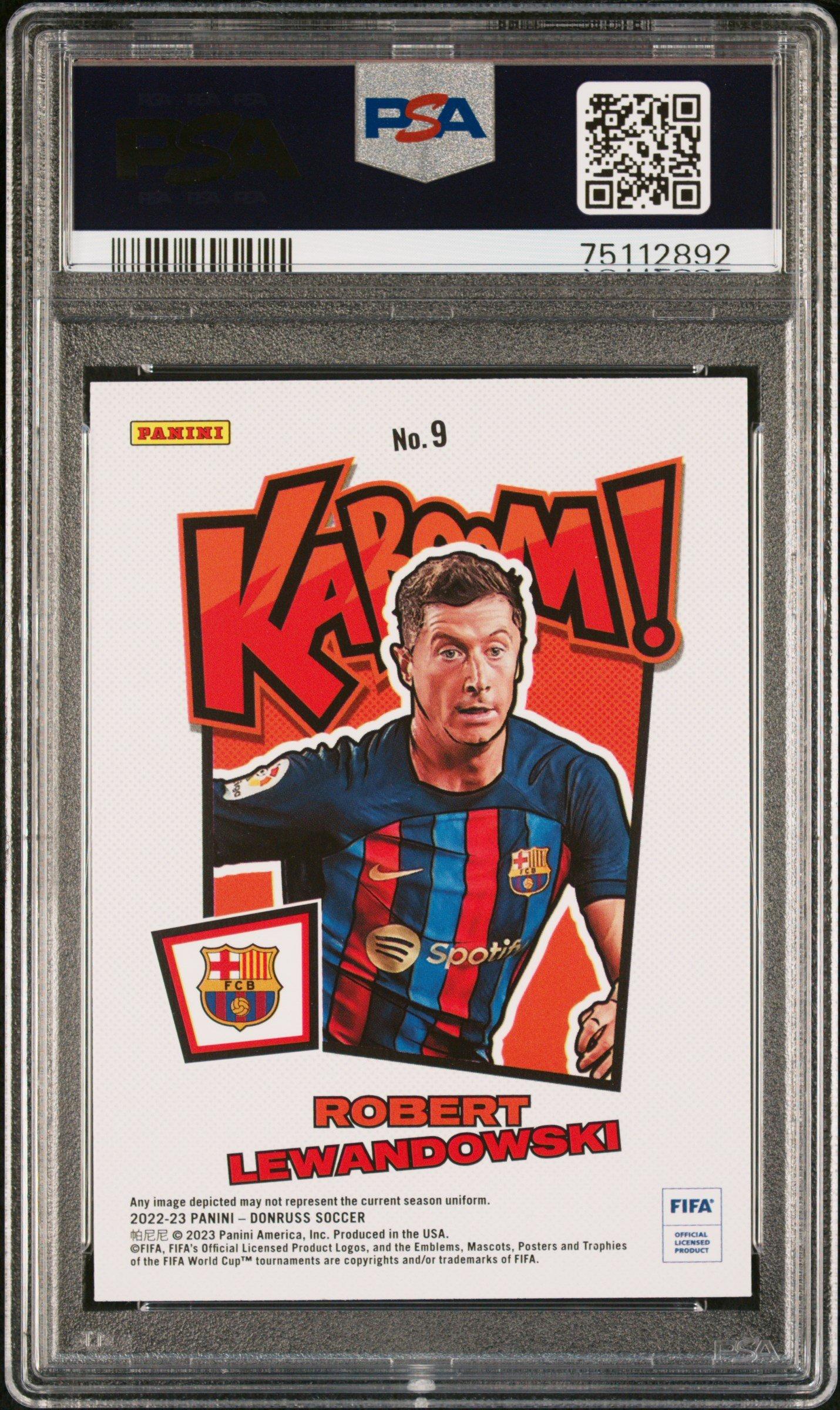 2022 Panini Donruss Fifa Kaboom! 9 Robert Lewandowski PSA 10 