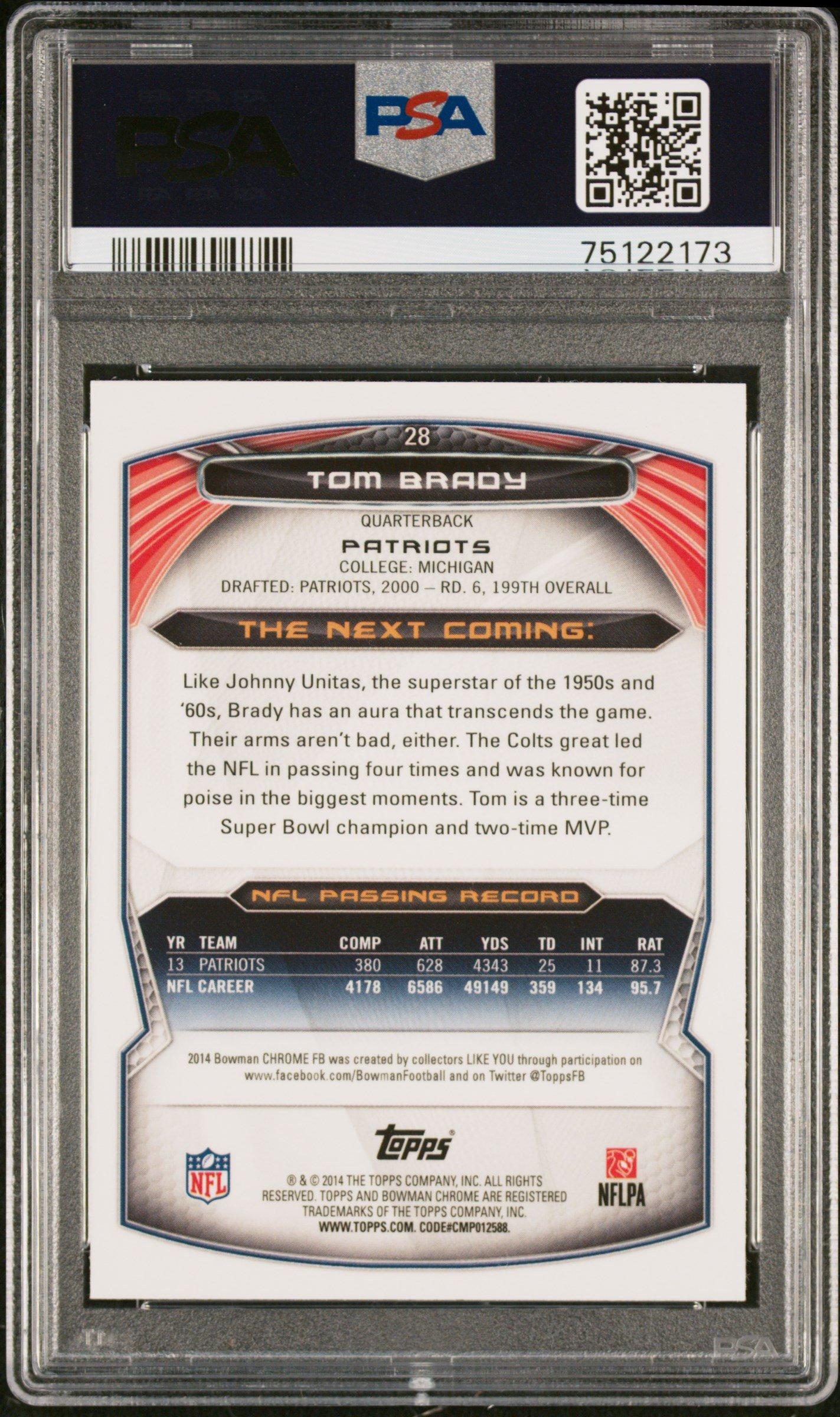 2014 Bowman Chrome 28 Tom Brady Refractor PSA 9