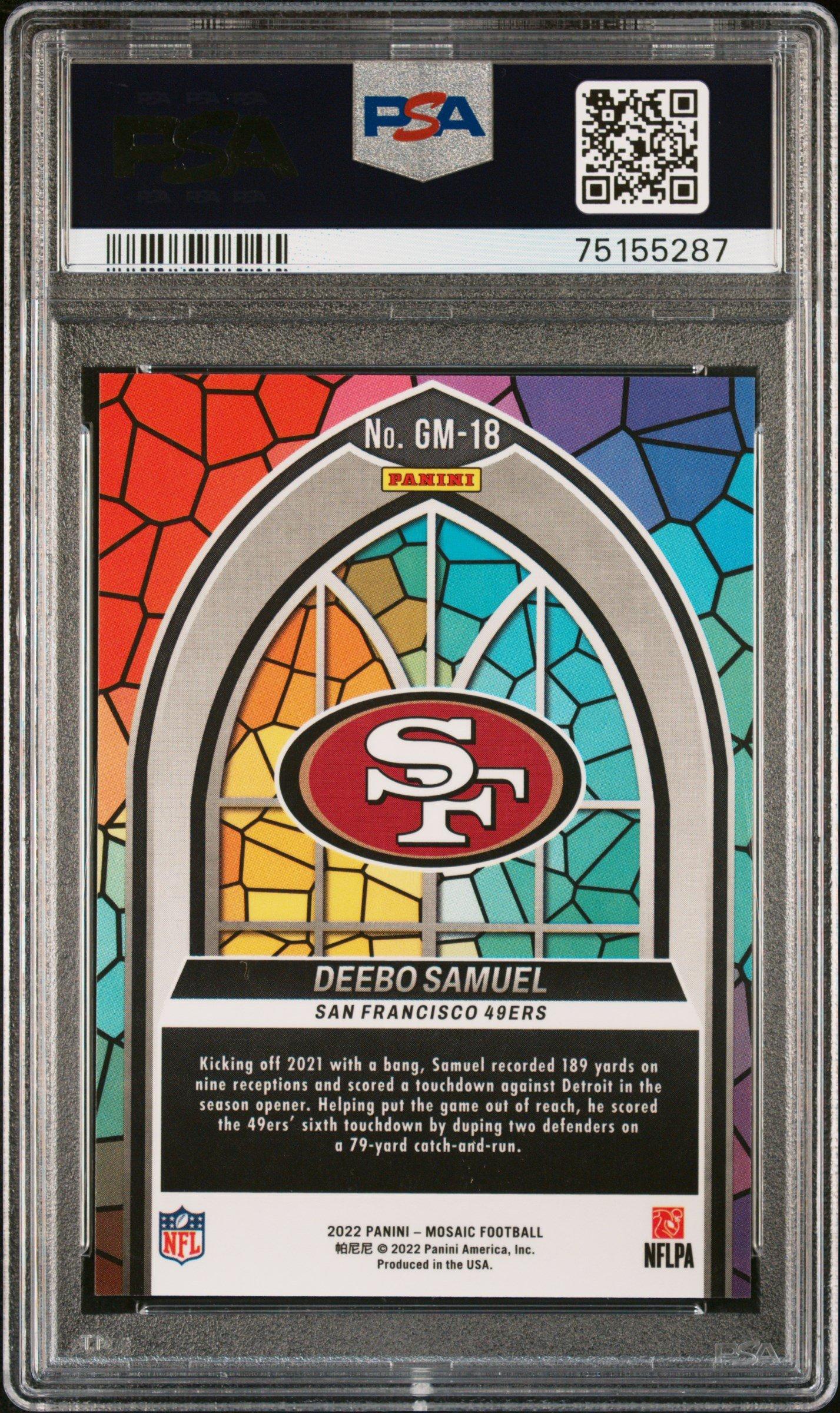 2022 Panini Mosaic Glass Mosaic Gm18 Deebo Samuel PSA 10