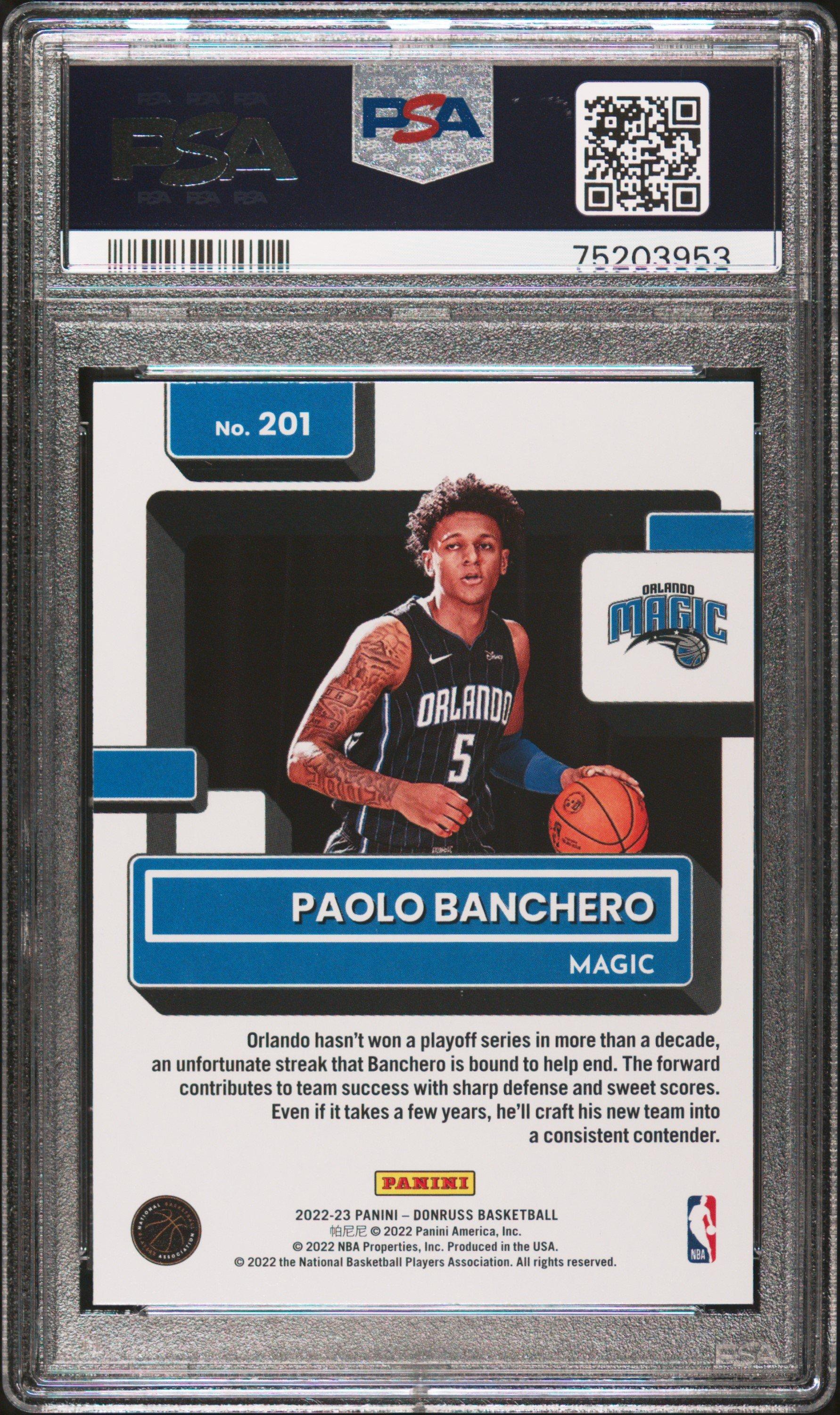 2022 Panini Donruss 201 Paolo Banchero PSA 10