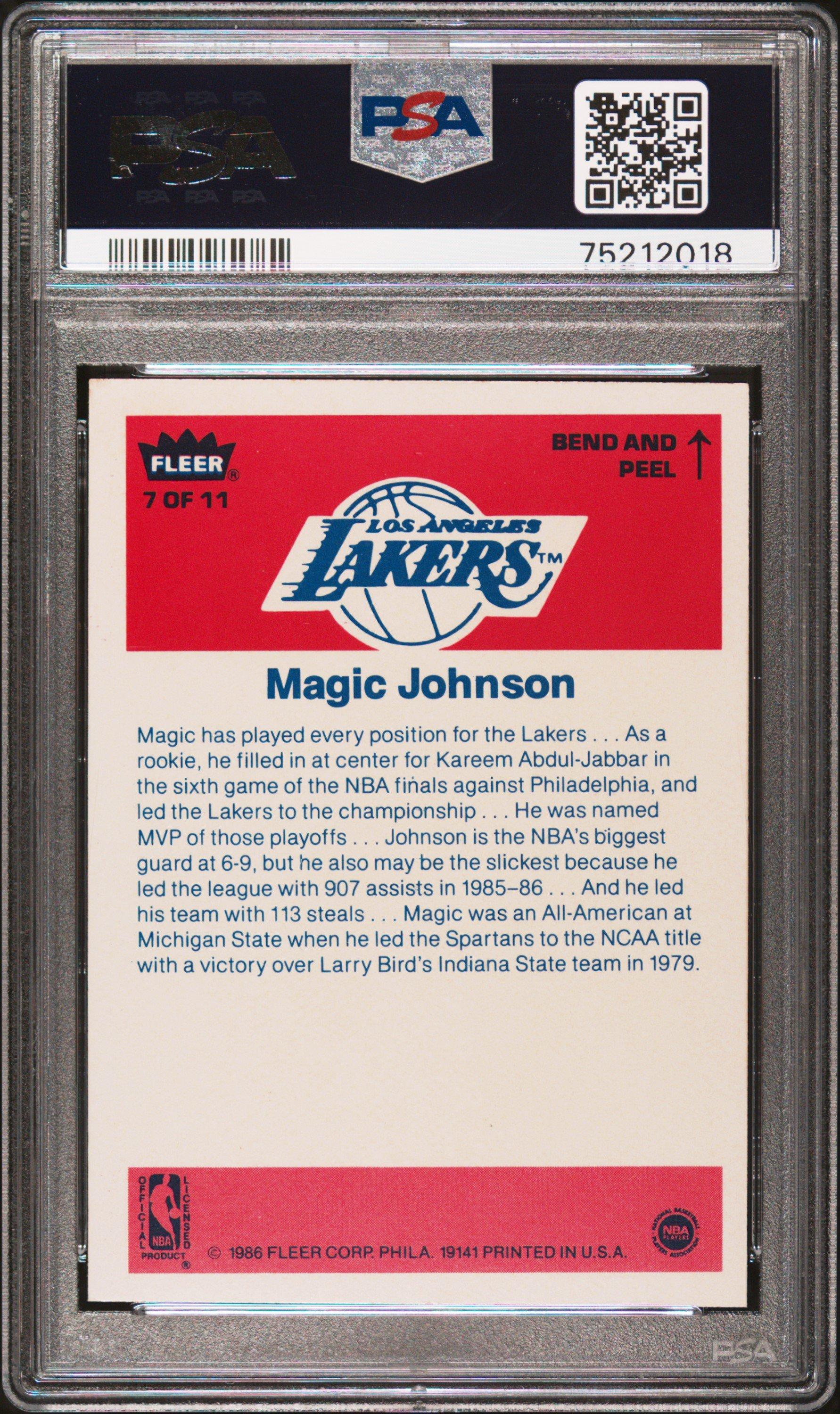 1986 Fleer Sticker 7 Magic Johnson PSA 9