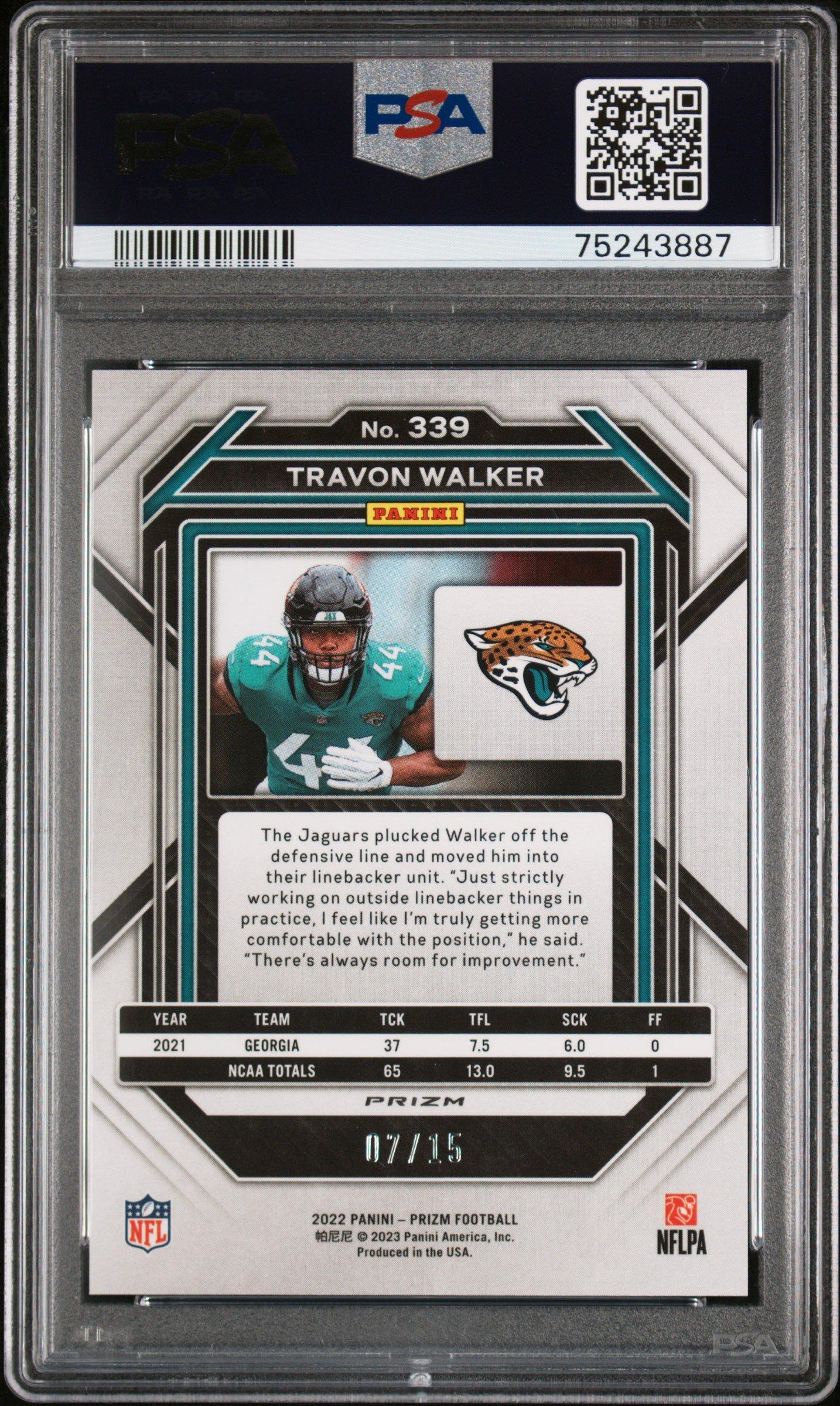 2022 Panini Prizm 339 Travon Walker Forest Camo PSA 9