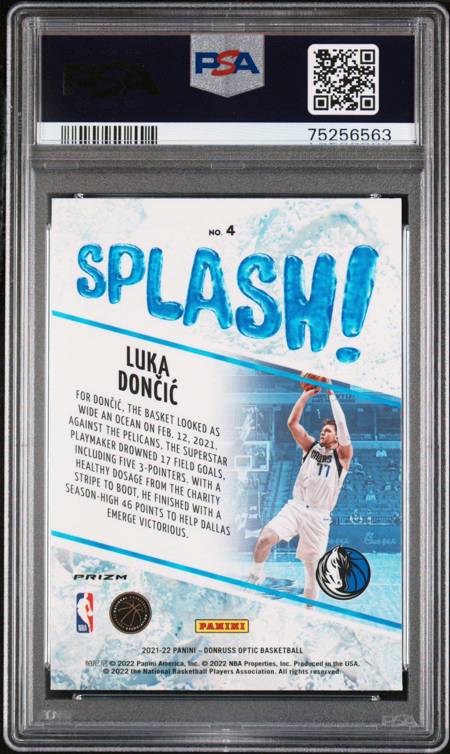 2021 Panini Donruss Optic Splash! 4 Luka Doncic Holo PSA 10