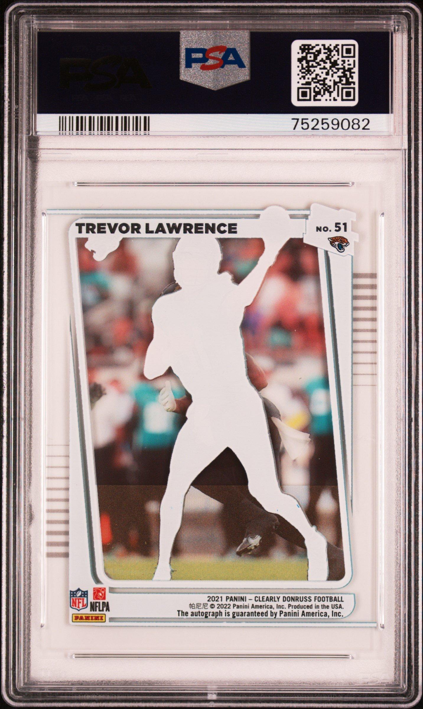 2021 Panini Clearly Donruss 51 Trevor Lawrence Rated Rookie Autograph PSA 9