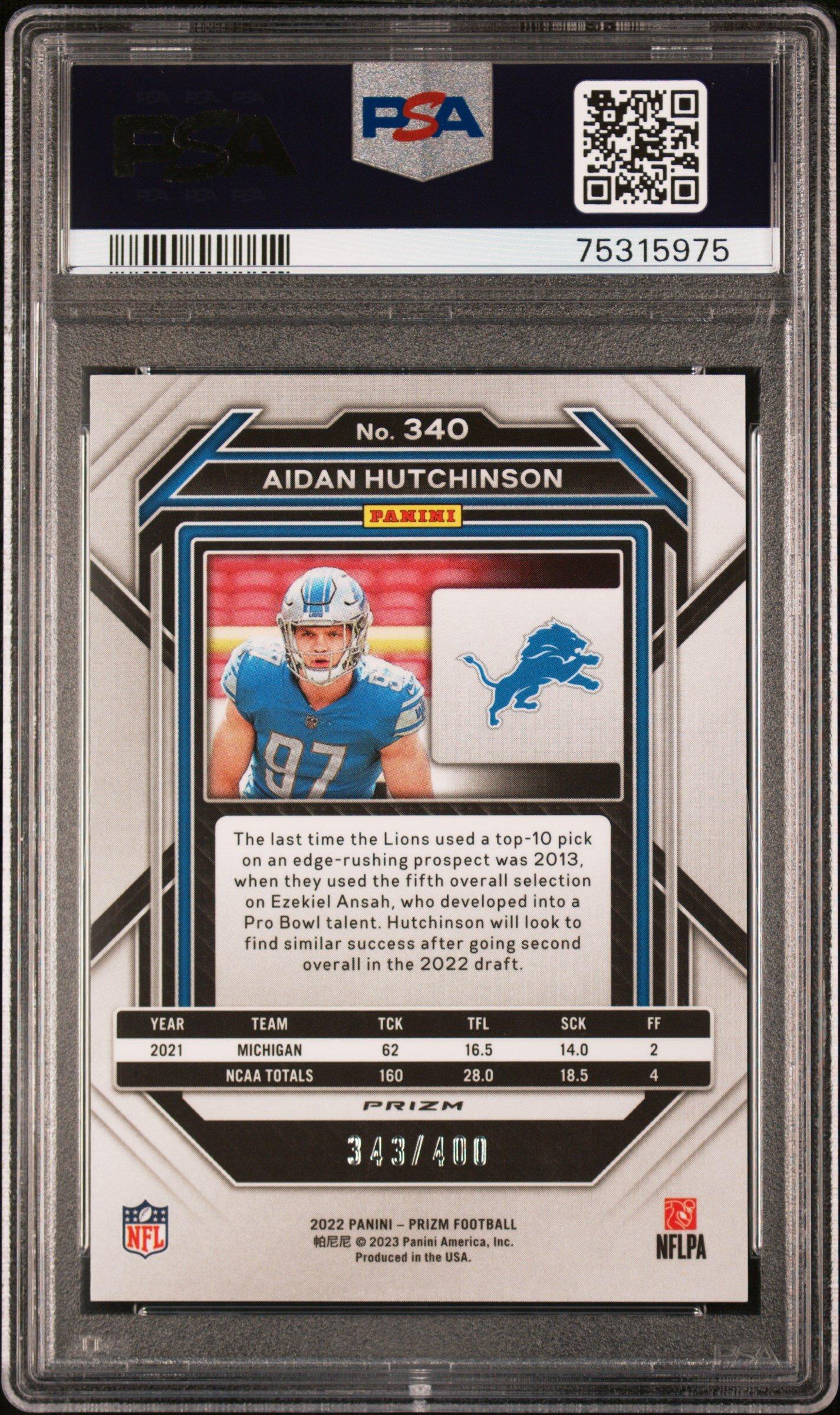 2022 Panini Prizm 340 Aidan Hutchinson Pandora PSA 9