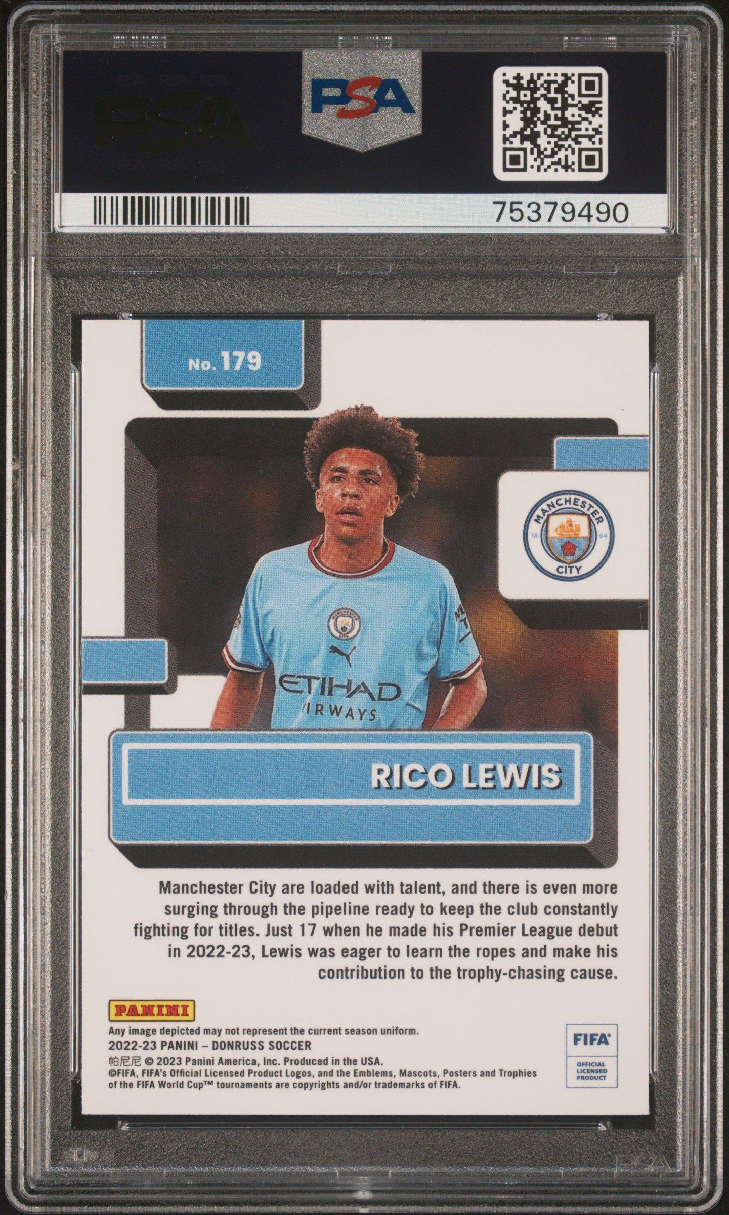 2022 Panini Donruss Fifa 179 Rico Lewis Optic PSA 10