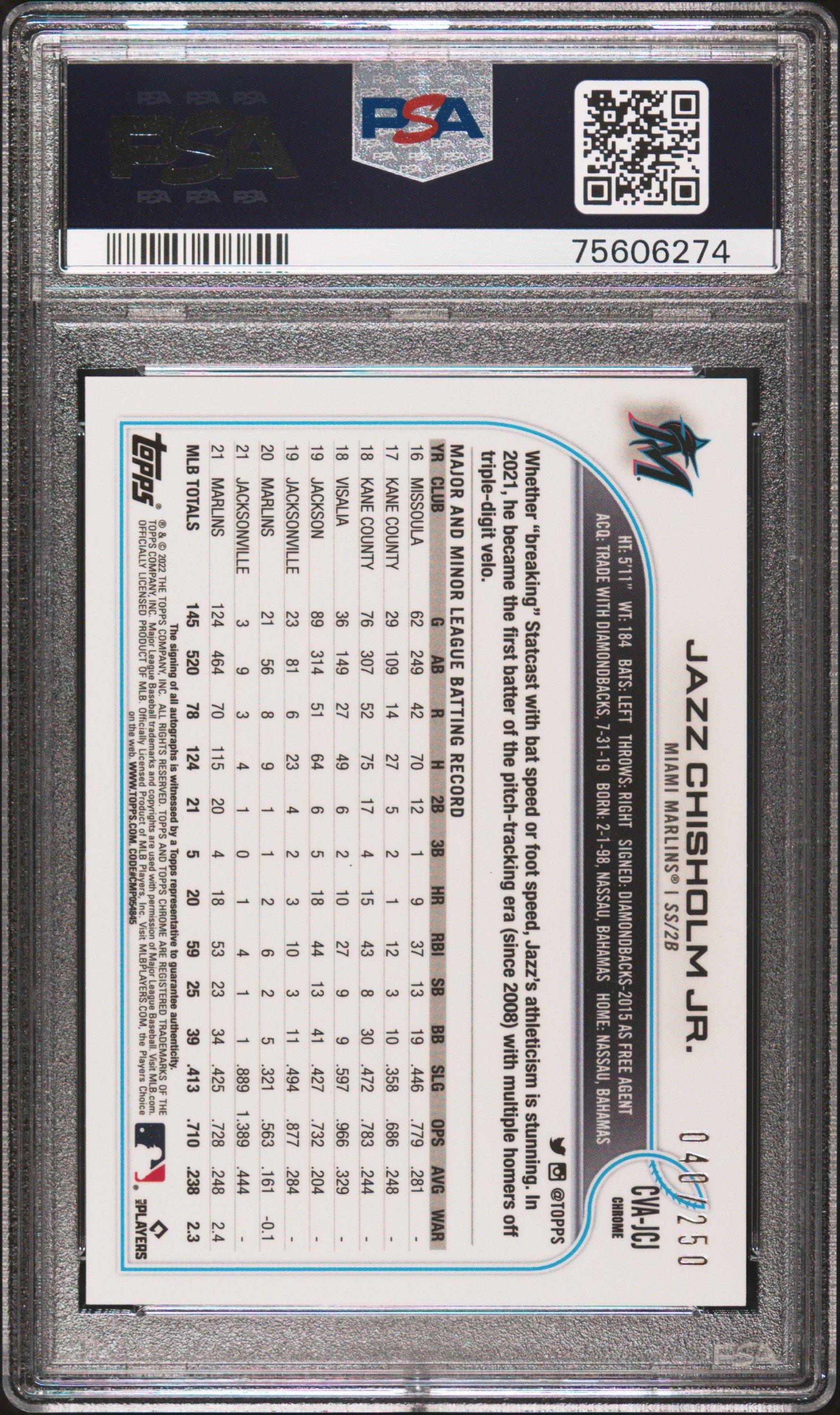 2022 Topps Chrome Veteran Autographs Cvajcj Jazz Chisholm Jr