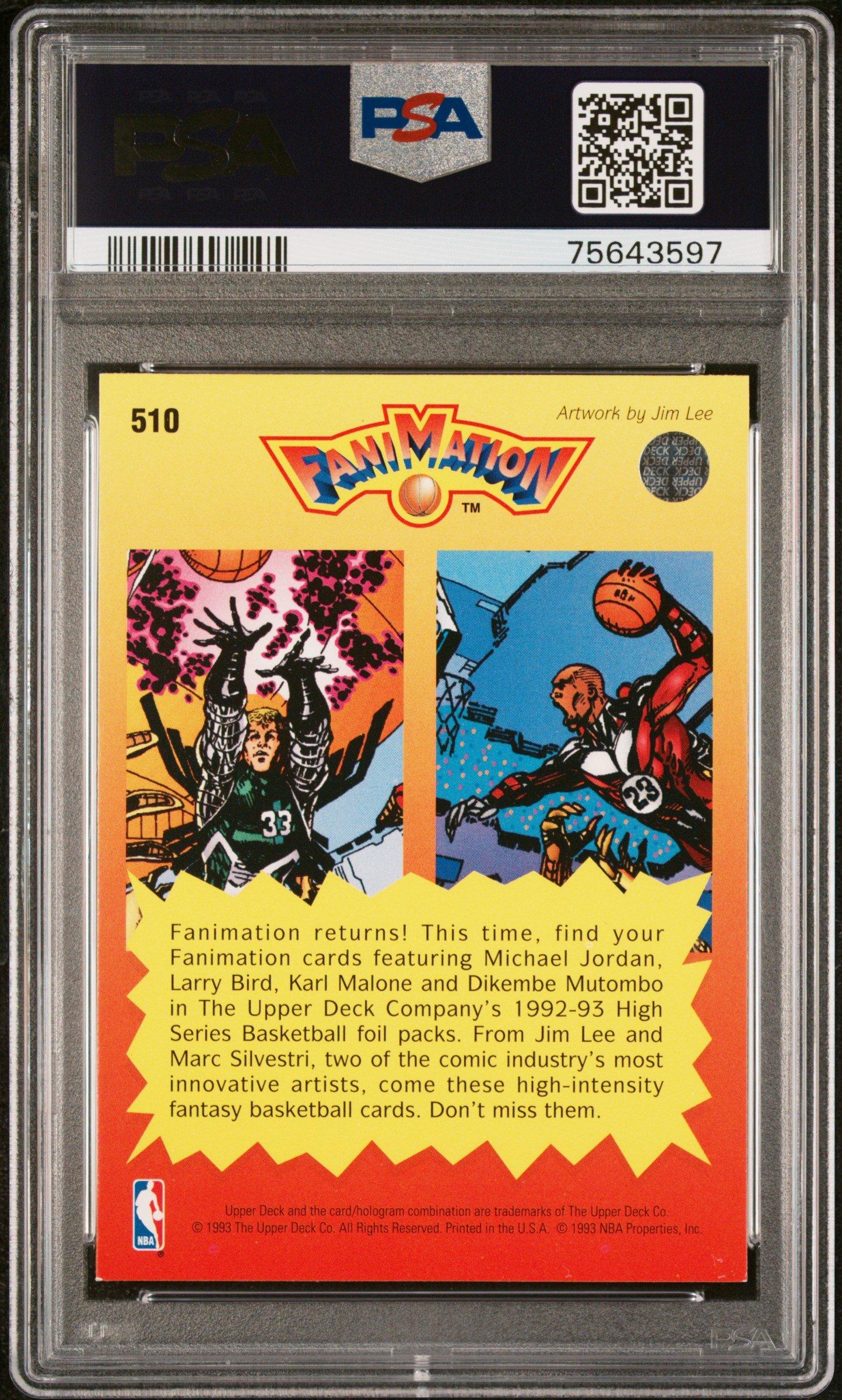 1992 Upper Deck 510 Michael Jordan\larry Bird Fanimation PSA