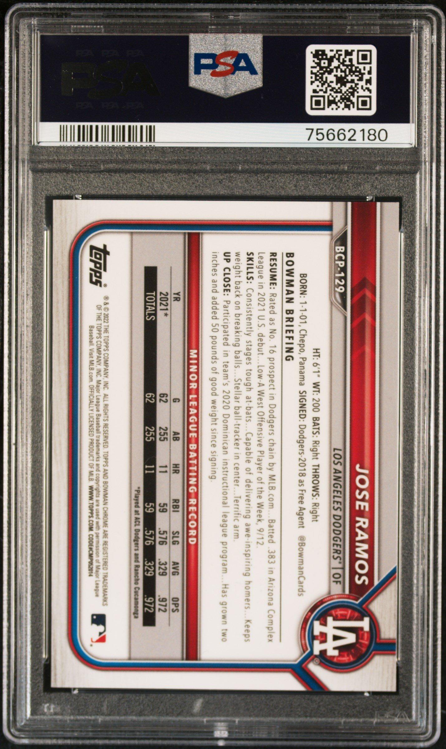 2022 Bowman Mega Box Chrome 129 Jose Ramos PSA 9