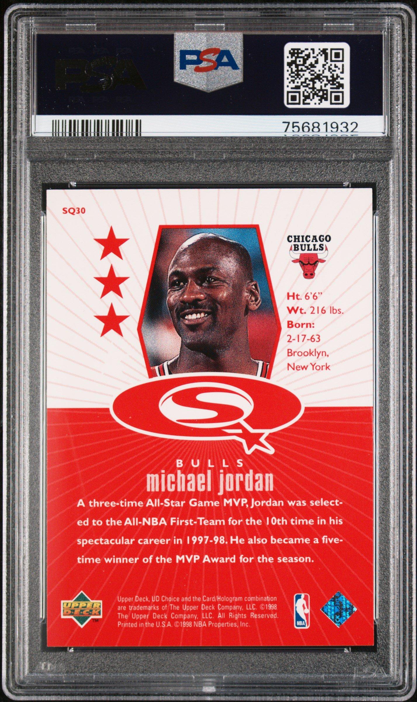 1998 Ud Choice Starquest Sq30 Michael Jordan Red PSA 8