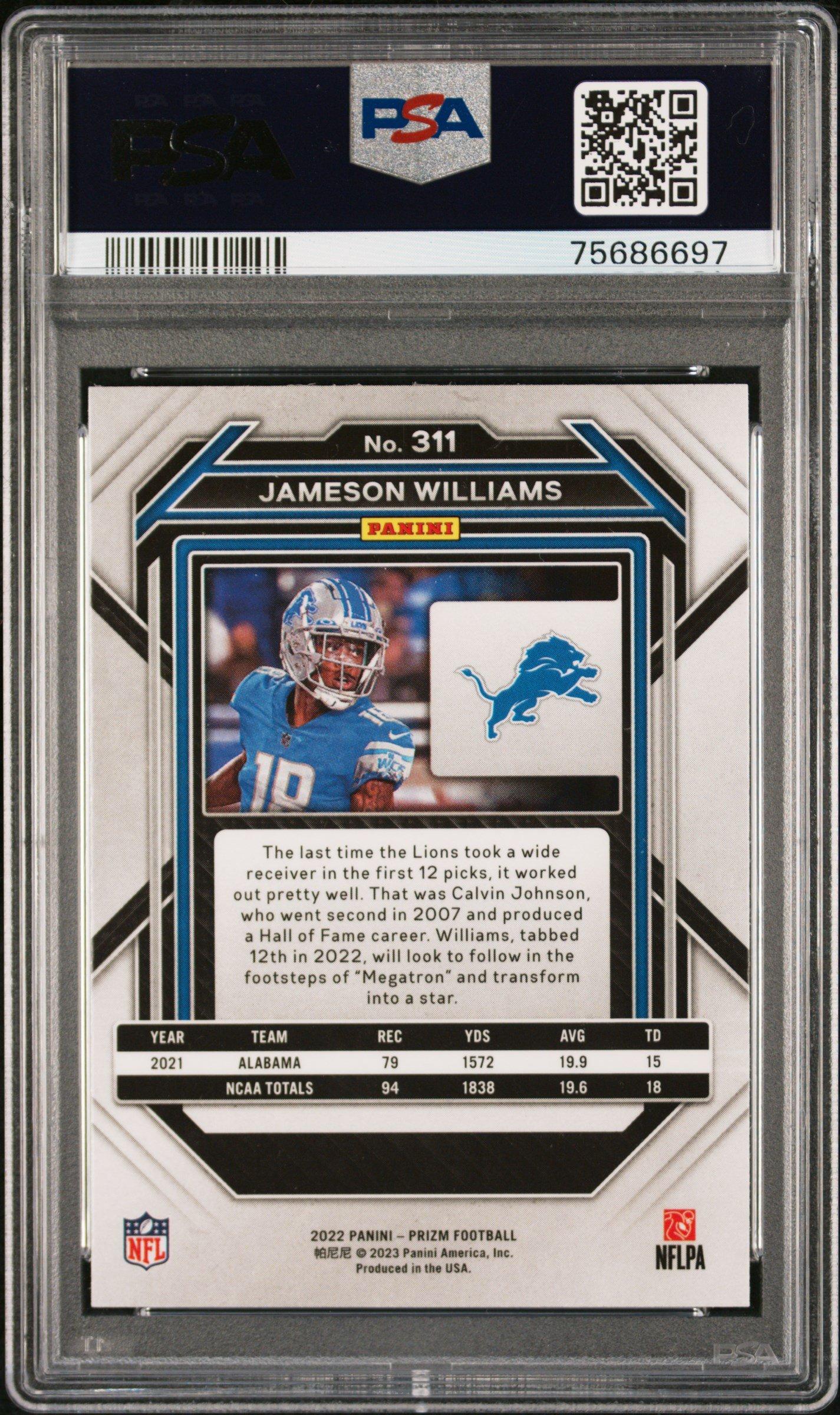 2022 Panini Prizm 311 Jameson Williams PSA 10