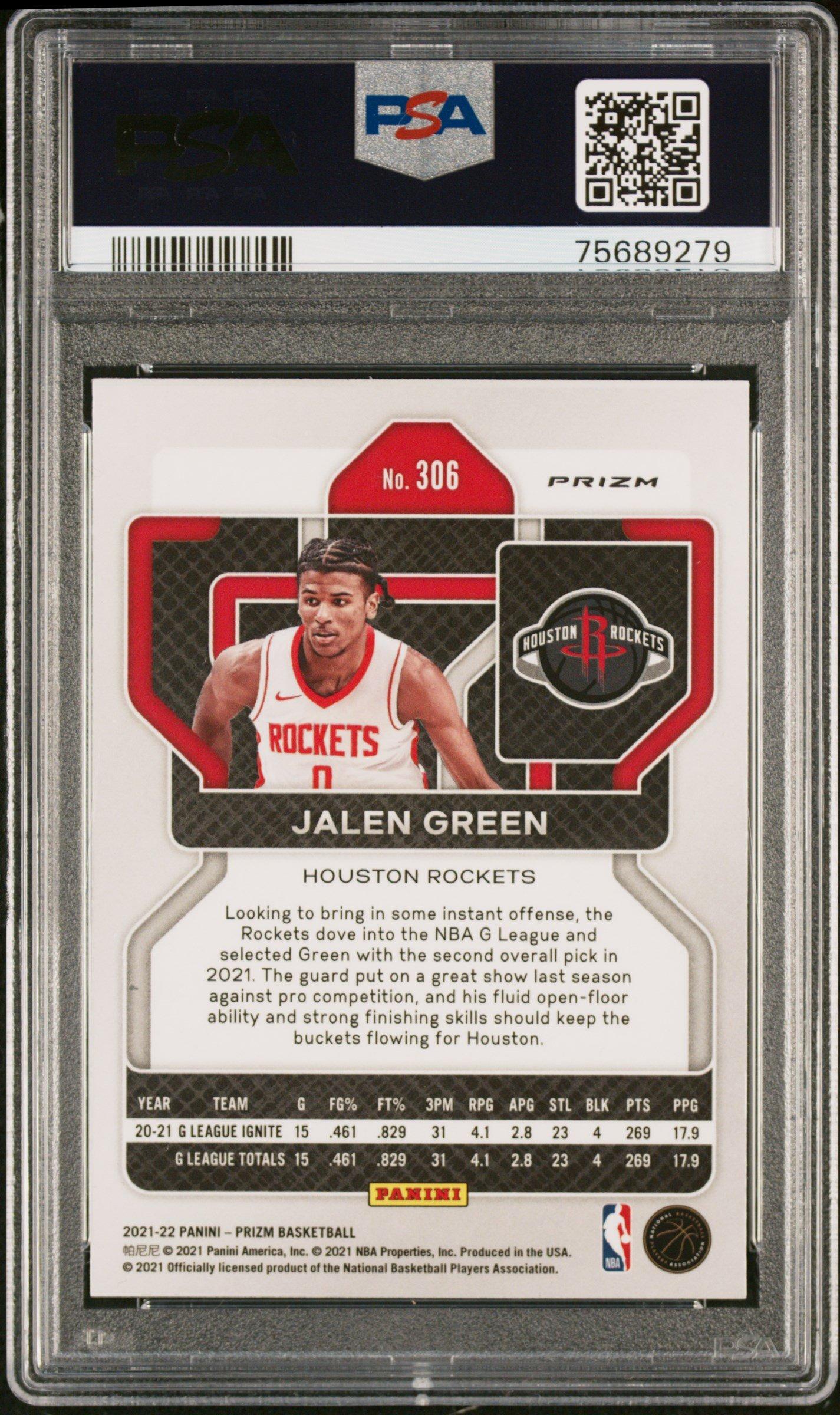 2021 Panini Prizm 306 Jalen Green Nba 75th Prizm PSA 10