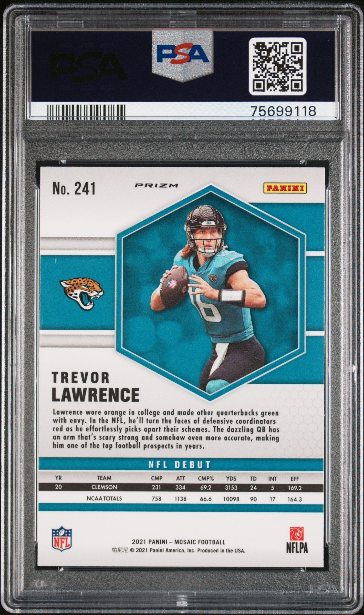 2021 Panini Mosaic 241 Trevor Lawrence Reactive Yellow PSA 10