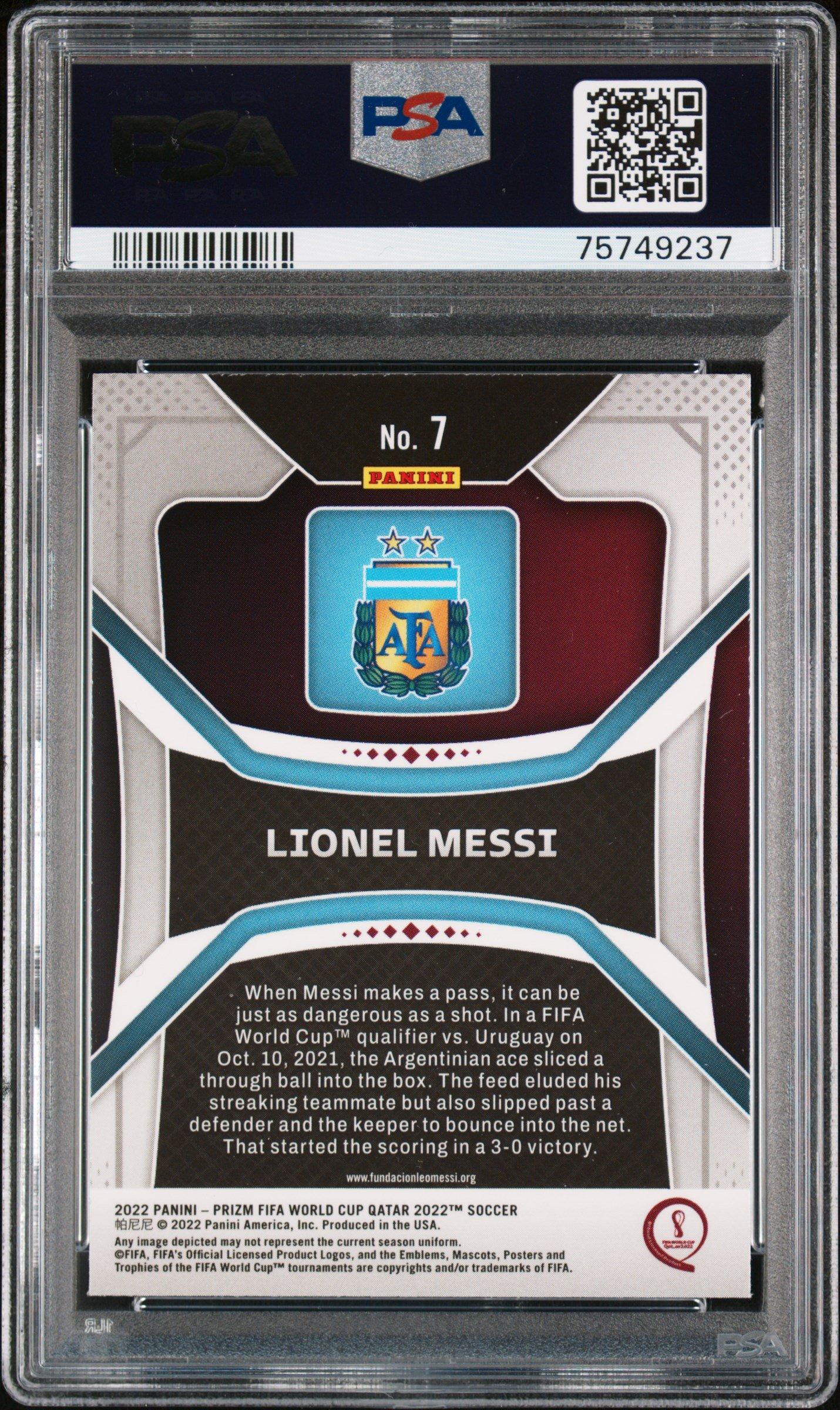 2022 Panini Prizm World Cup Qatar 7 Lionel Messi PSA 9