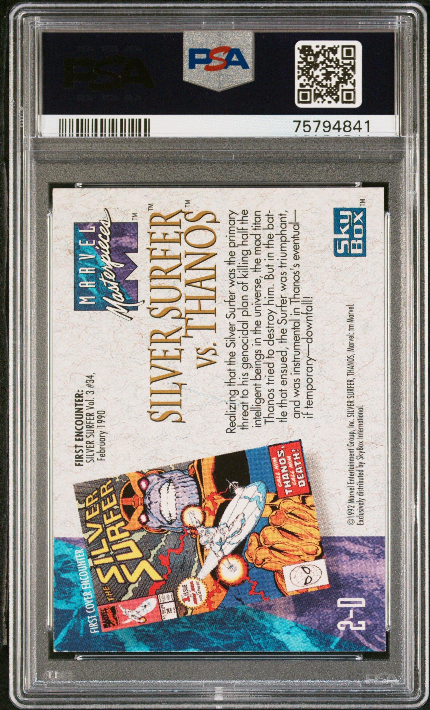 1992 Marvel Masterpieces Battle Spectra 2-d Silver Surfer Vs. Thanos PSA 8