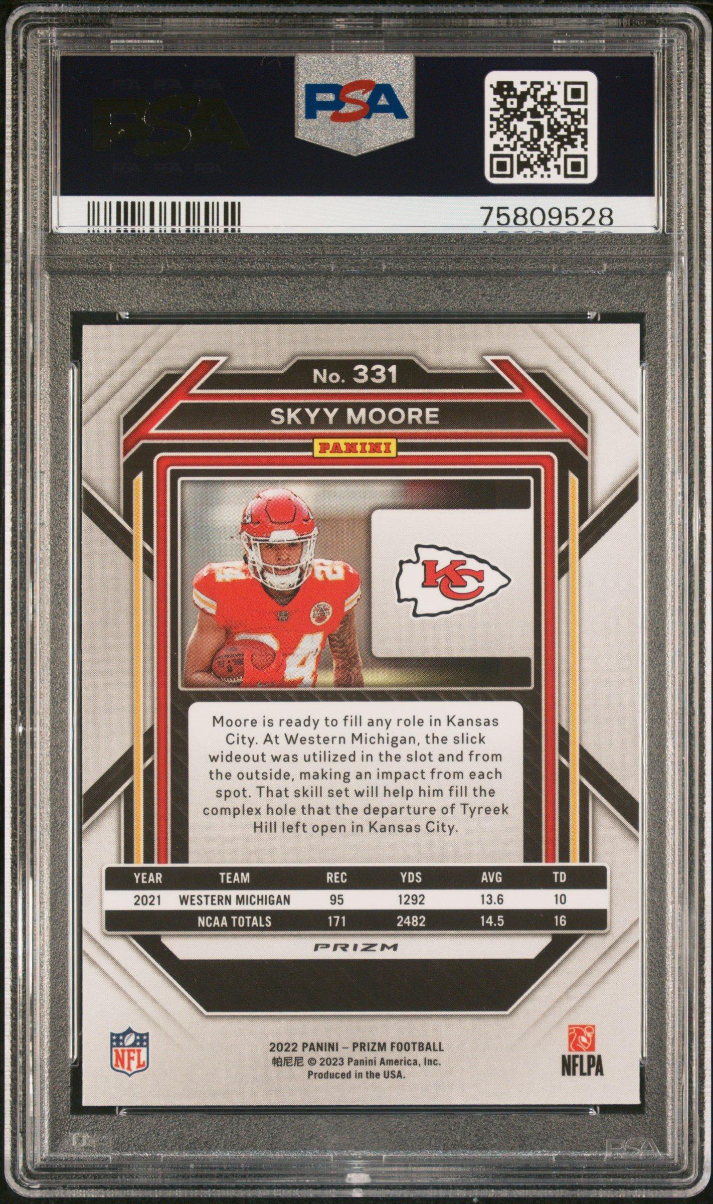2022 Panini Prizm 331 Skyy Moore Orange Ice PSA 9