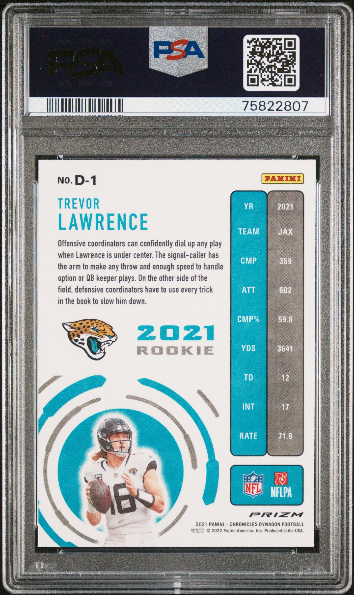 2021 Panini Chronicles Dynagon Rookies D1 Trevor Lawrence Silver PSA 10