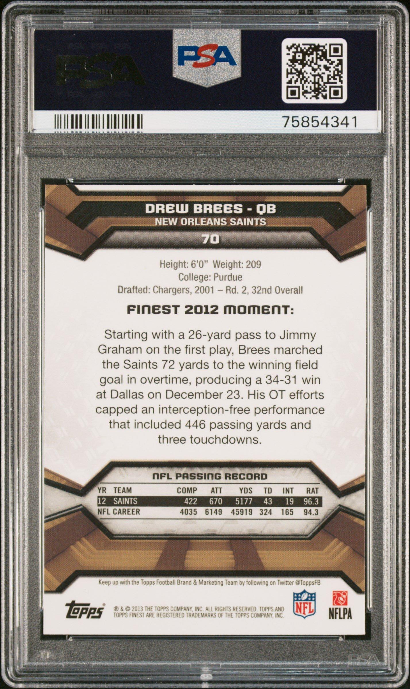 2013 Finest 70 Drew Brees PSA 10