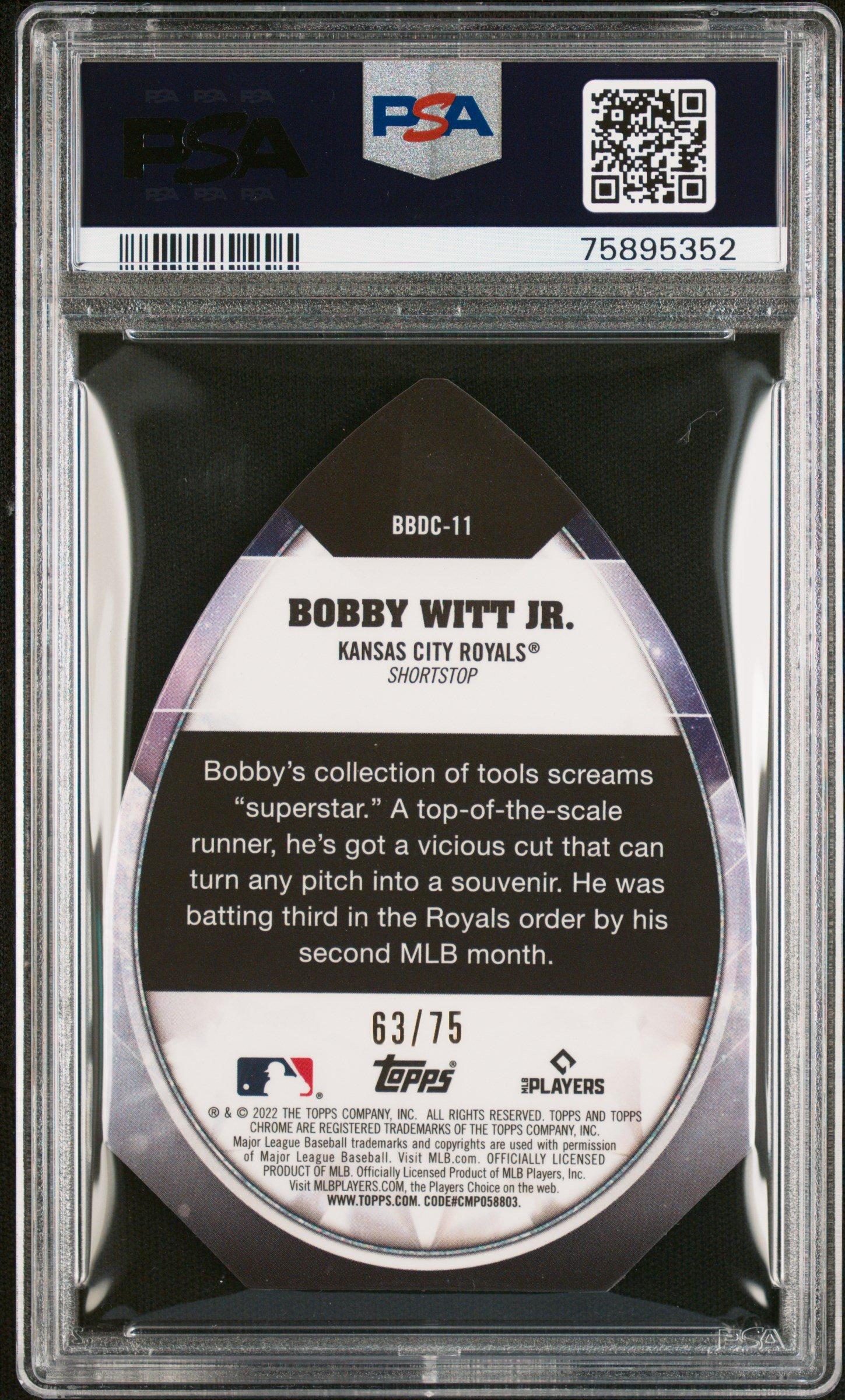 2022 Topps Chrome Ben Baller Ben's Diamond Die-cuts 11 Bobby Witt Jr. Blue Refractor PSA 9