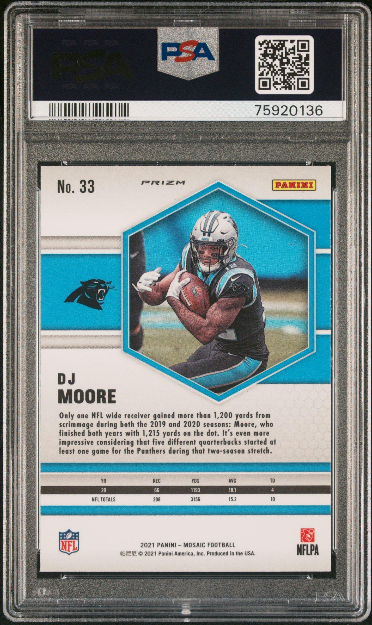 2021 Panini Mosaic 33 Dj Moore Genesis PSA 9