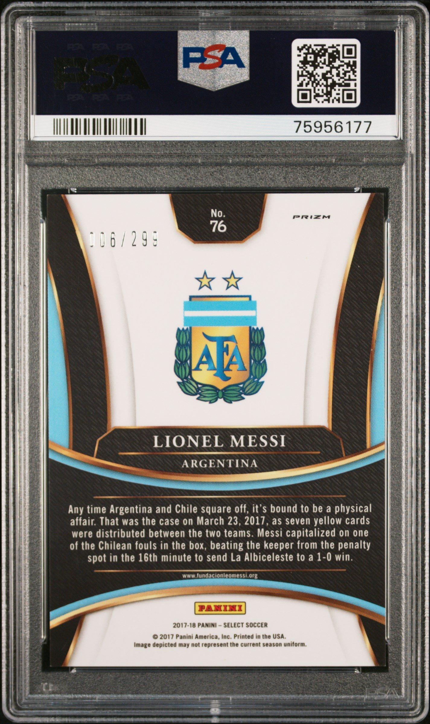 2017 Panini Select 76 Lionel Messi Blue PSA 9