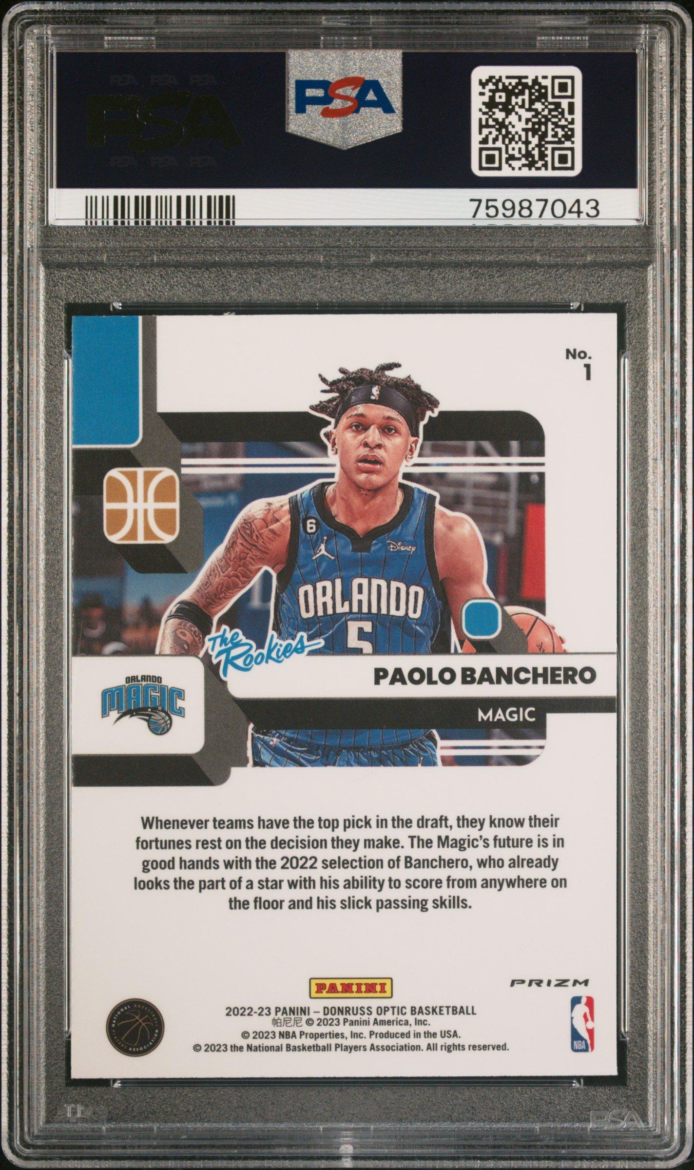 2022 Panini Donruss Optic The Rookies 1 Paolo Banchero Holo PSA 10