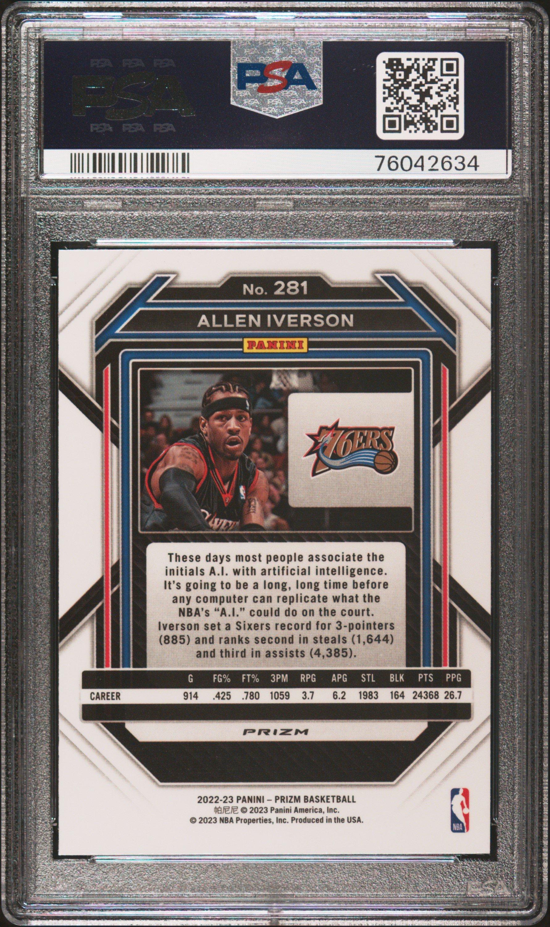 2022 Panini Prizm 281 Allen Iverson Red Ice PSA 10