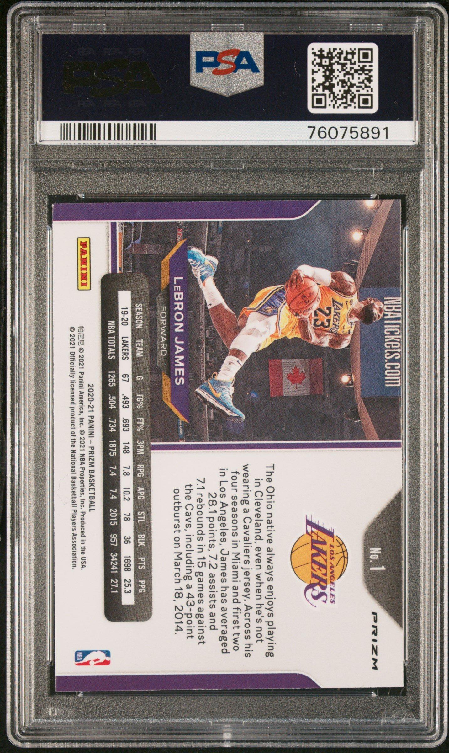2020 Panini Prizm 1 Lebron James Red Ice PSA 10