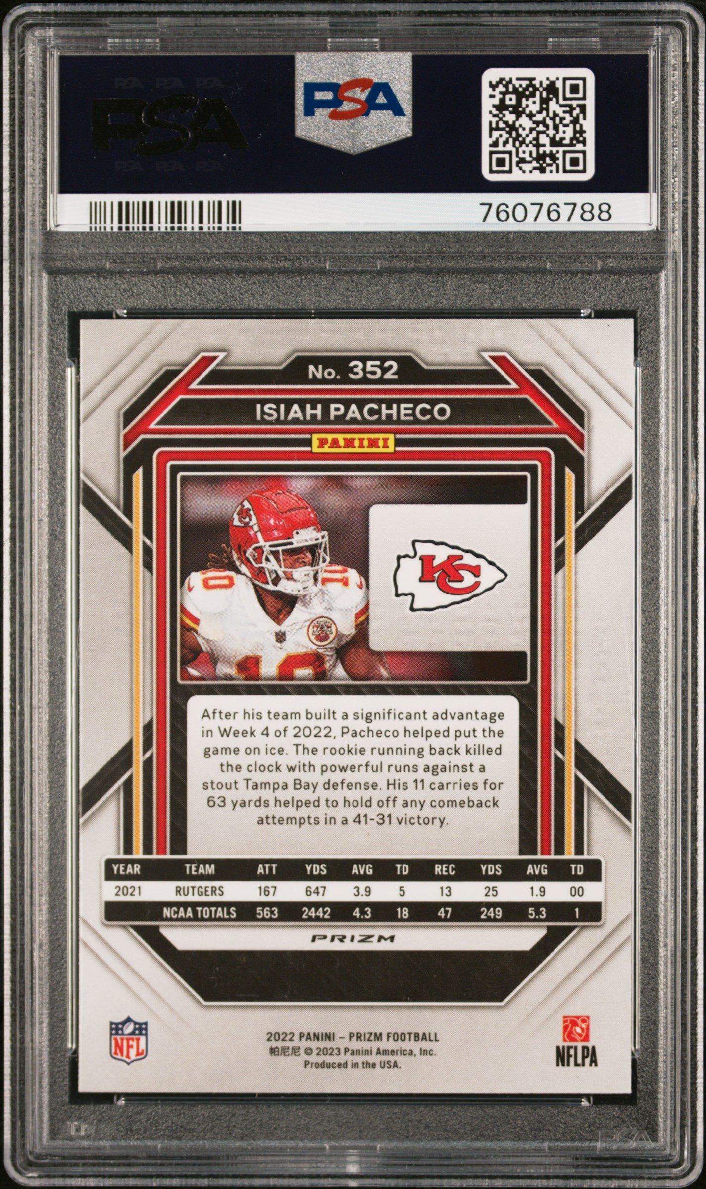 2022 Panini Prizm 352 Isiah Pacheco Silver Prizm PSA 10