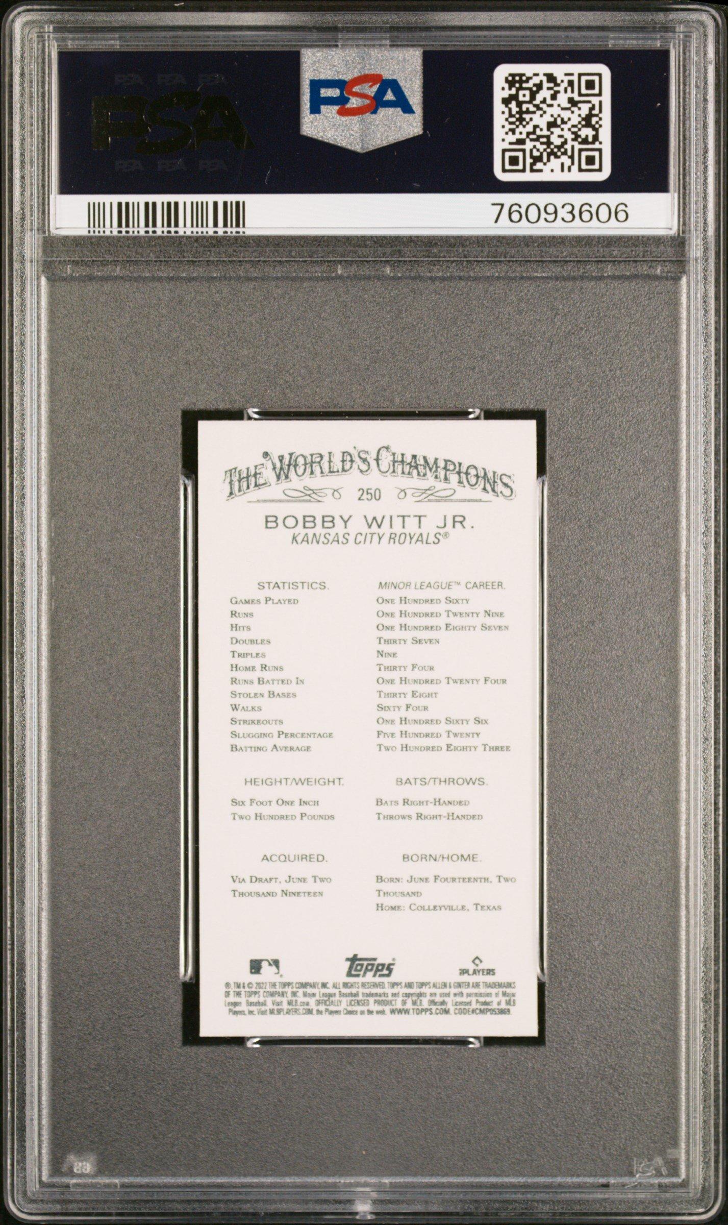 2022 Topps Allen & Ginter 250 Bobby Witt Jr. Mini PSA 10