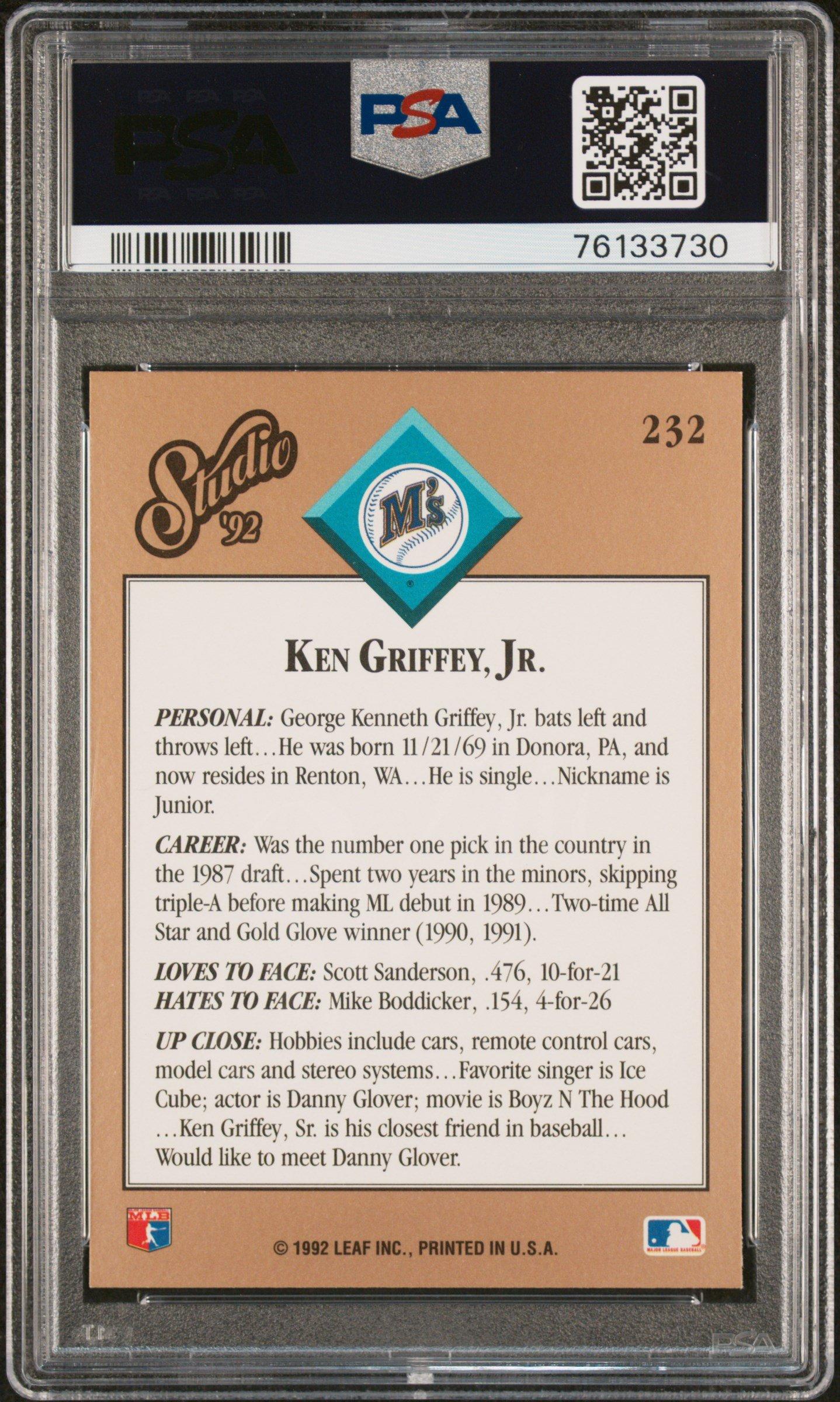 1992 Studio 232 Ken Griffey Jr. PSA 9