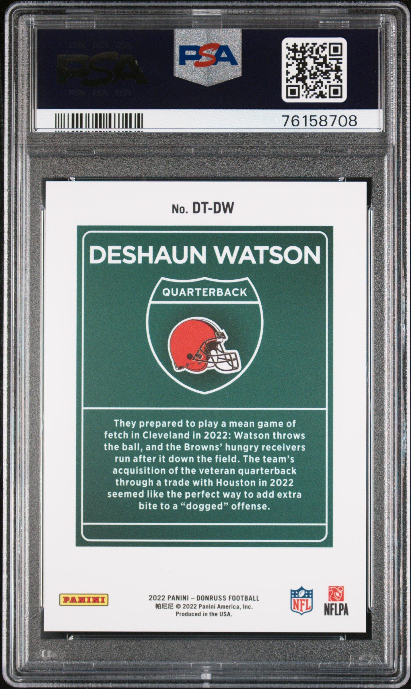 2022 Panini Donruss Downtown Dt-dw Deshaun Watson PSA 9