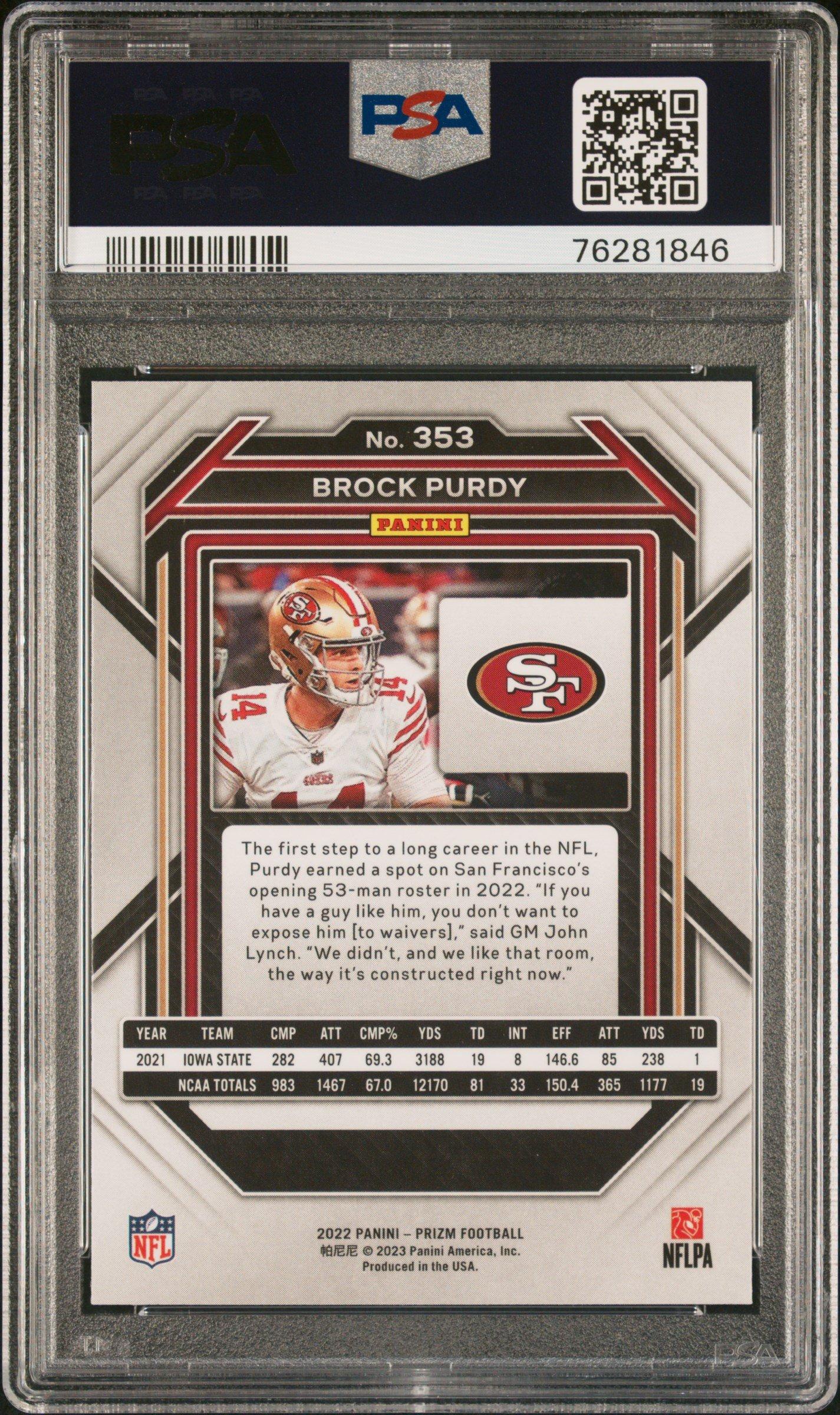 2022 Panini Prizm 353 Brock Purdy PSA