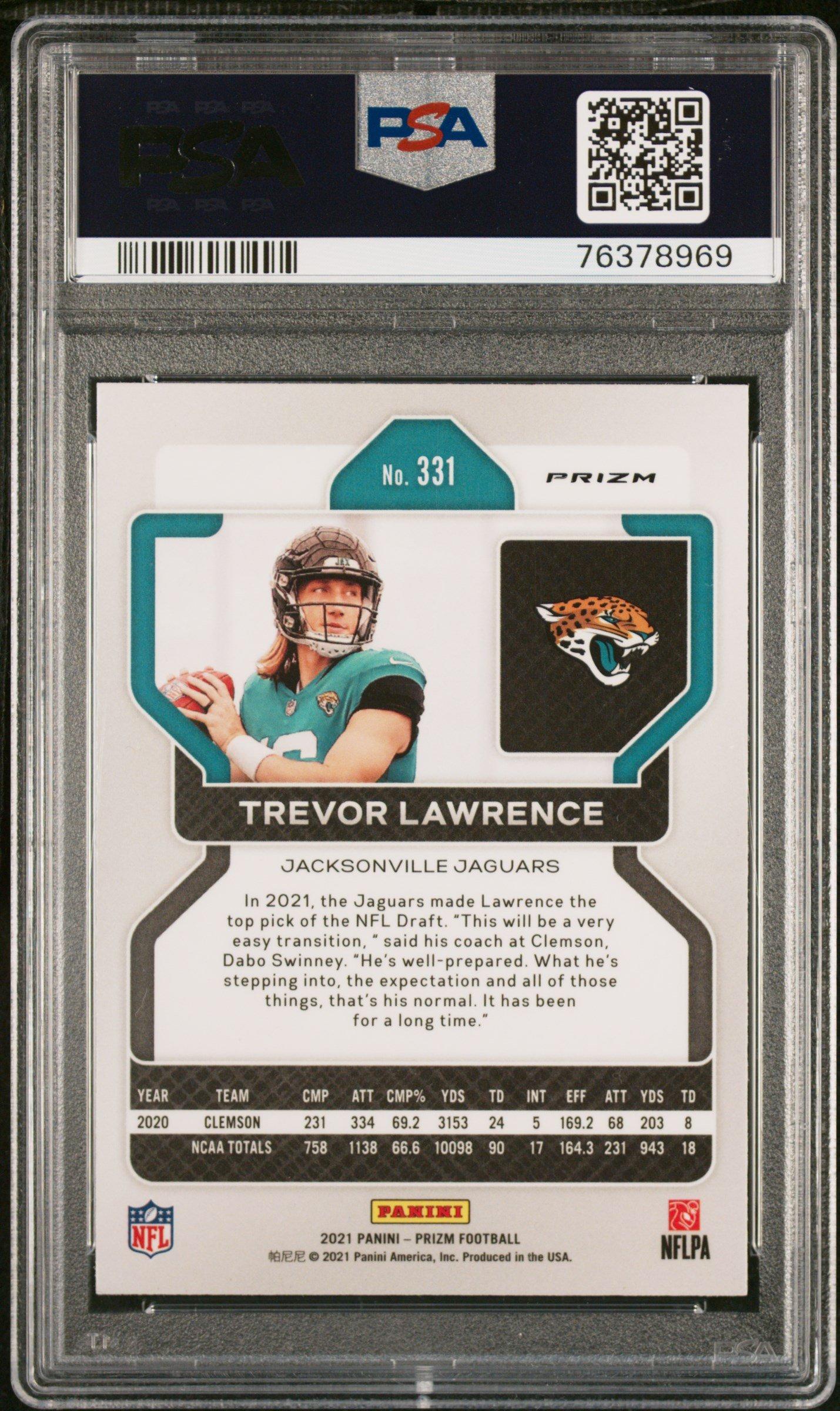 2021 Panini Prizm 331 Trevor Lawrence Disco Prizm PSA 10
