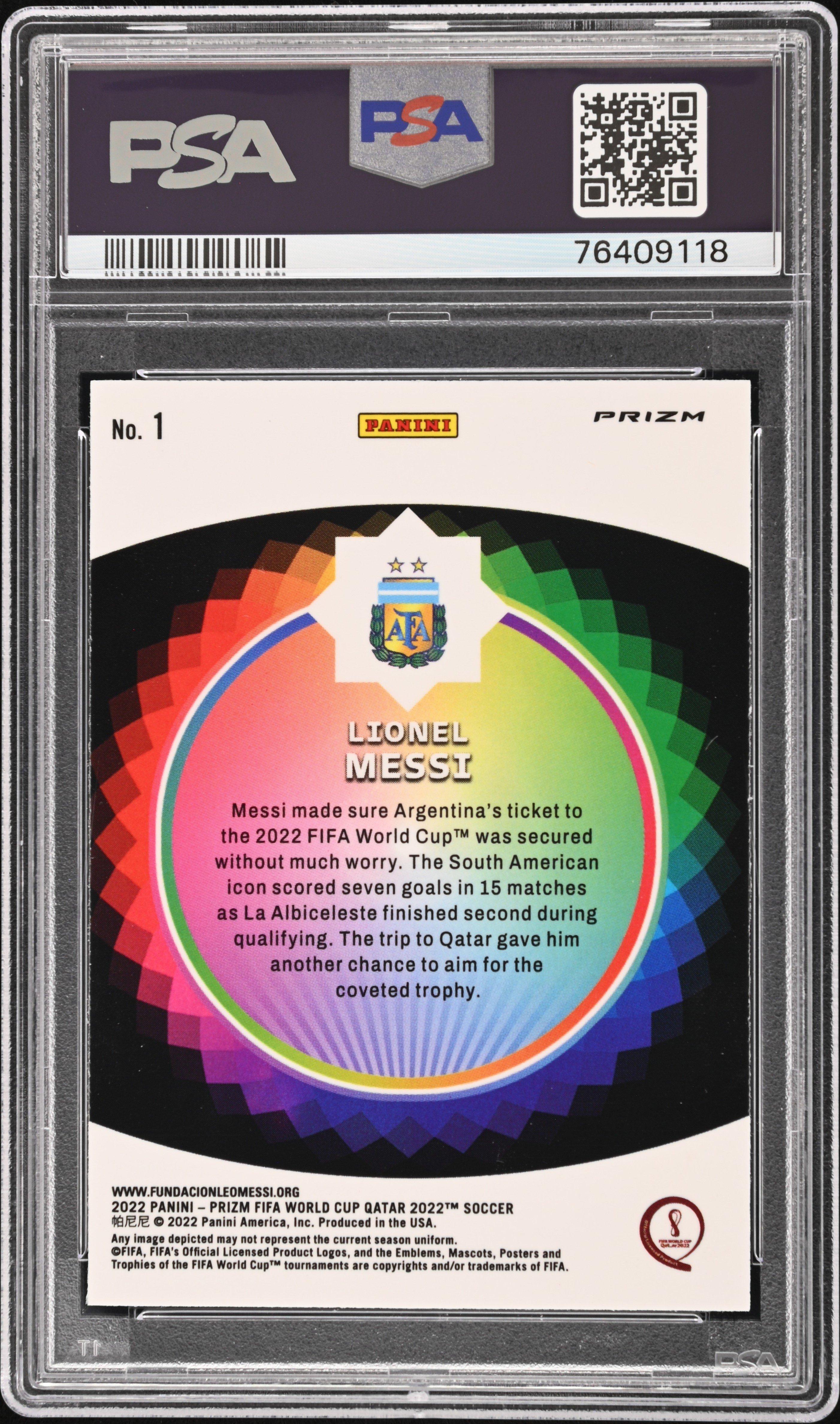 2022 Panini Prizm World Cup Qatar Color Wheel 1 Lionel Messi PSA 9