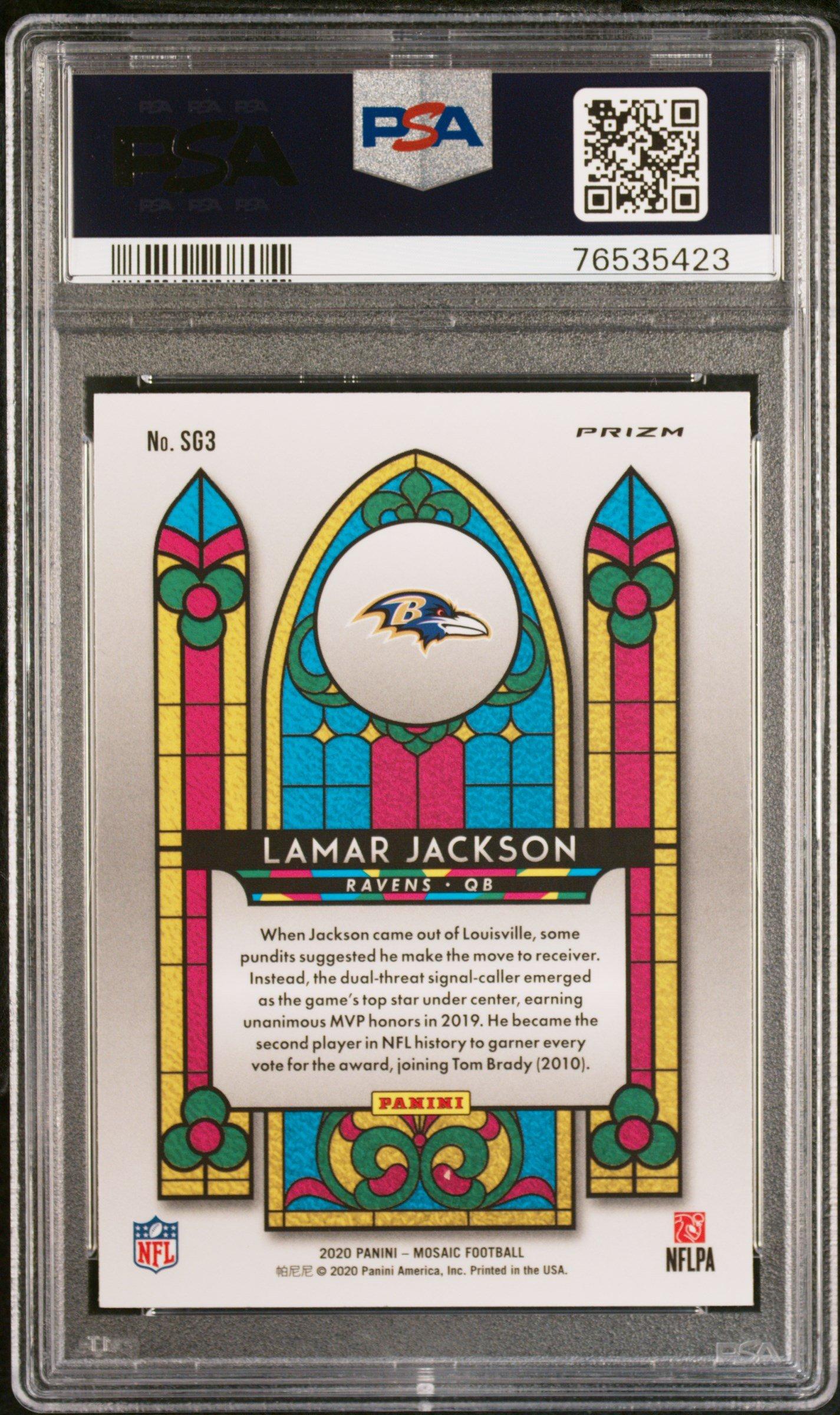 2020 Panini Mosaic Stained Glass Sg3 Lamar Jackson PSA 9 Graded