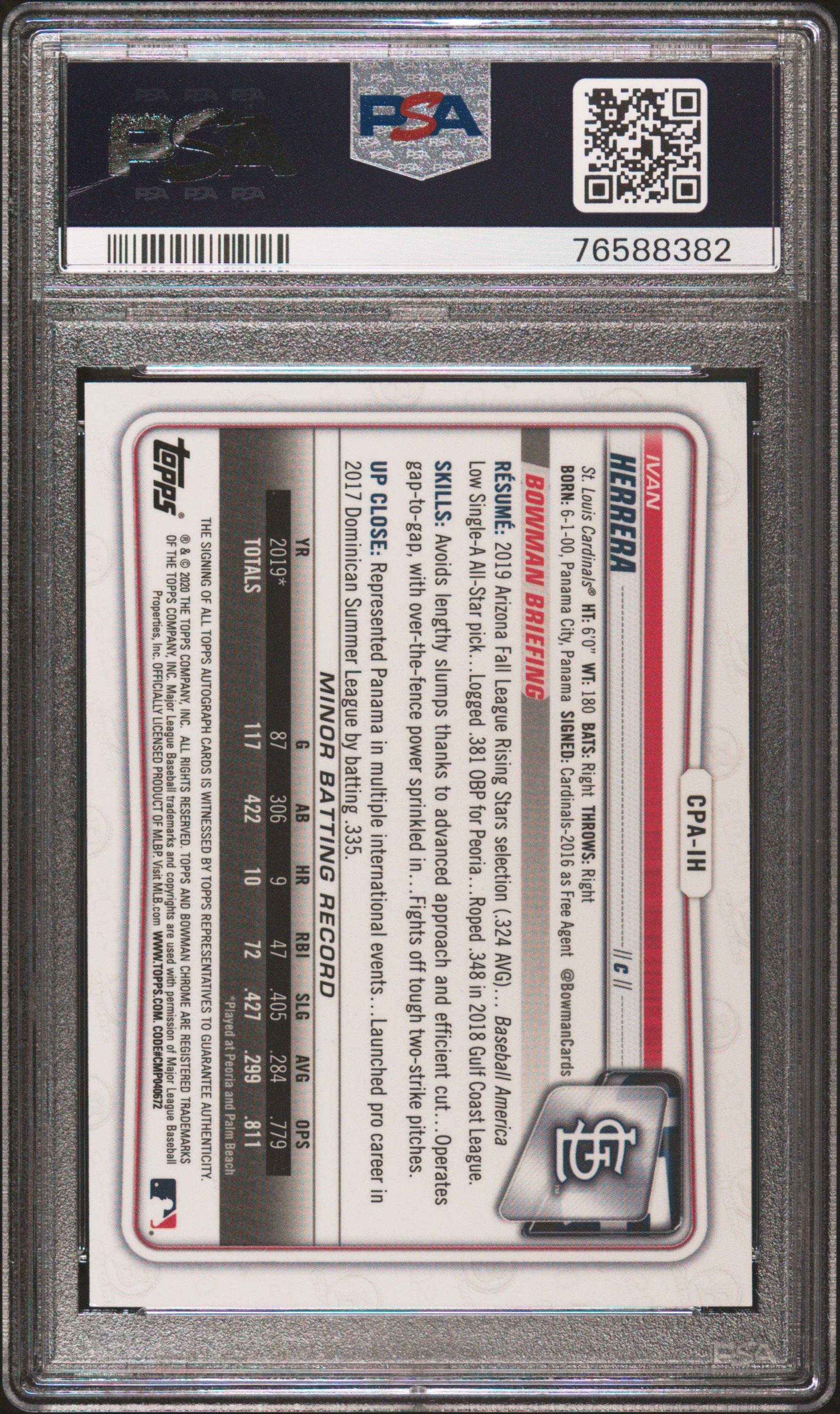 2020 Bowman Chrome Prospect Autographs Cpaih Ivan Herrera PSA 10