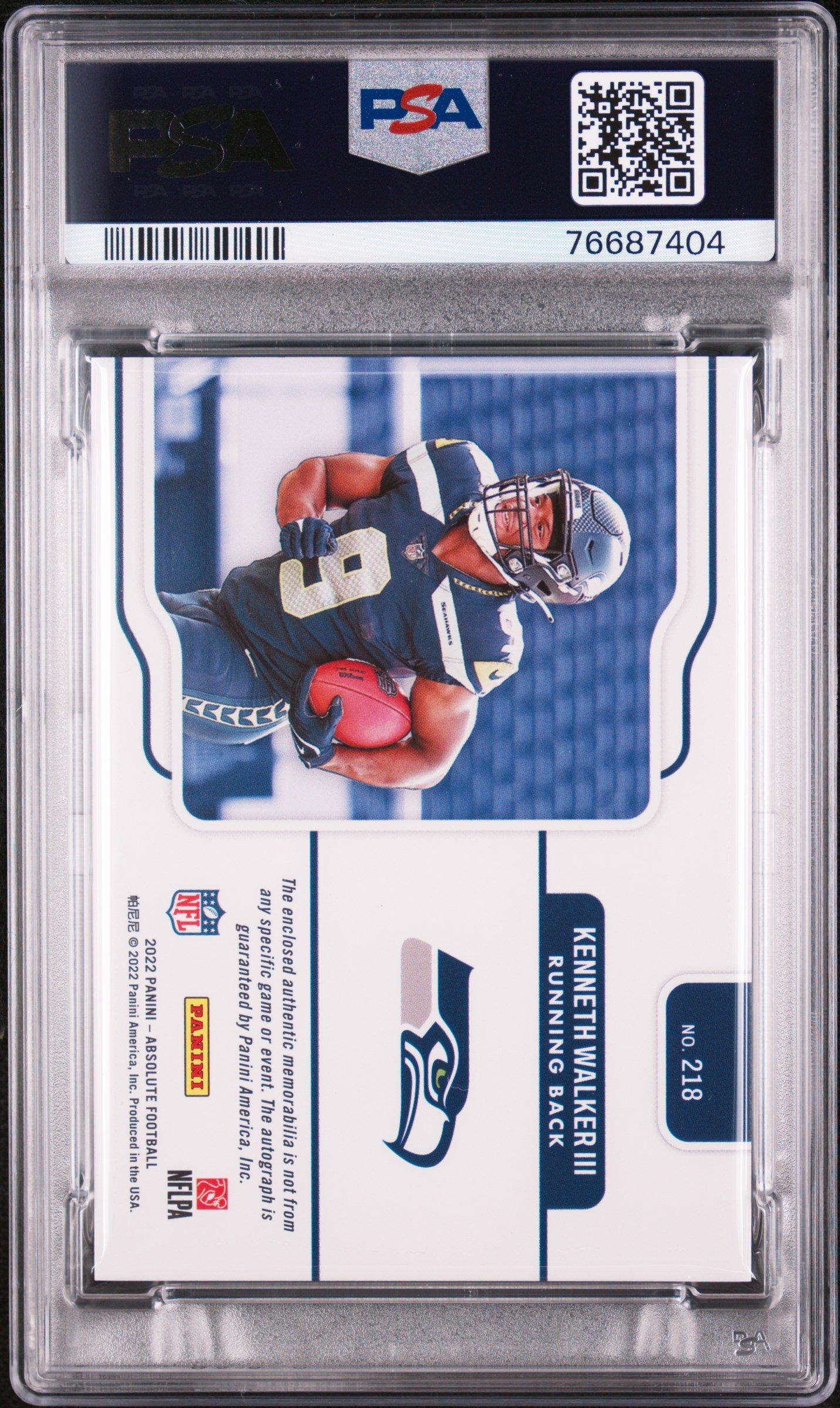2022 Panini Absolute 218 Kenneth Walker Iii Material Autograph Jumbo PSA 9