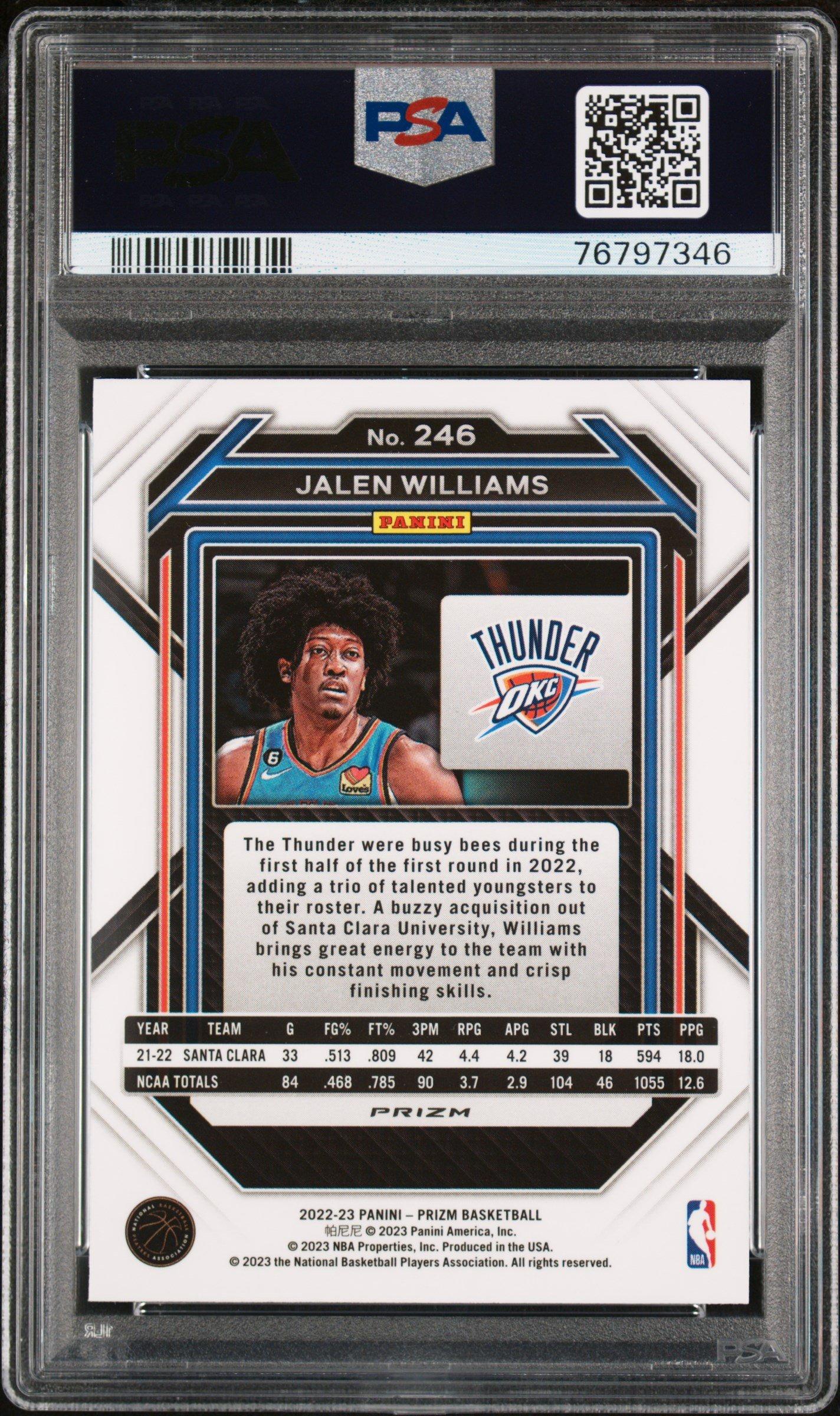 2022 Panini Prizm 246 Jalen Williams Silver Prizm PSA 10