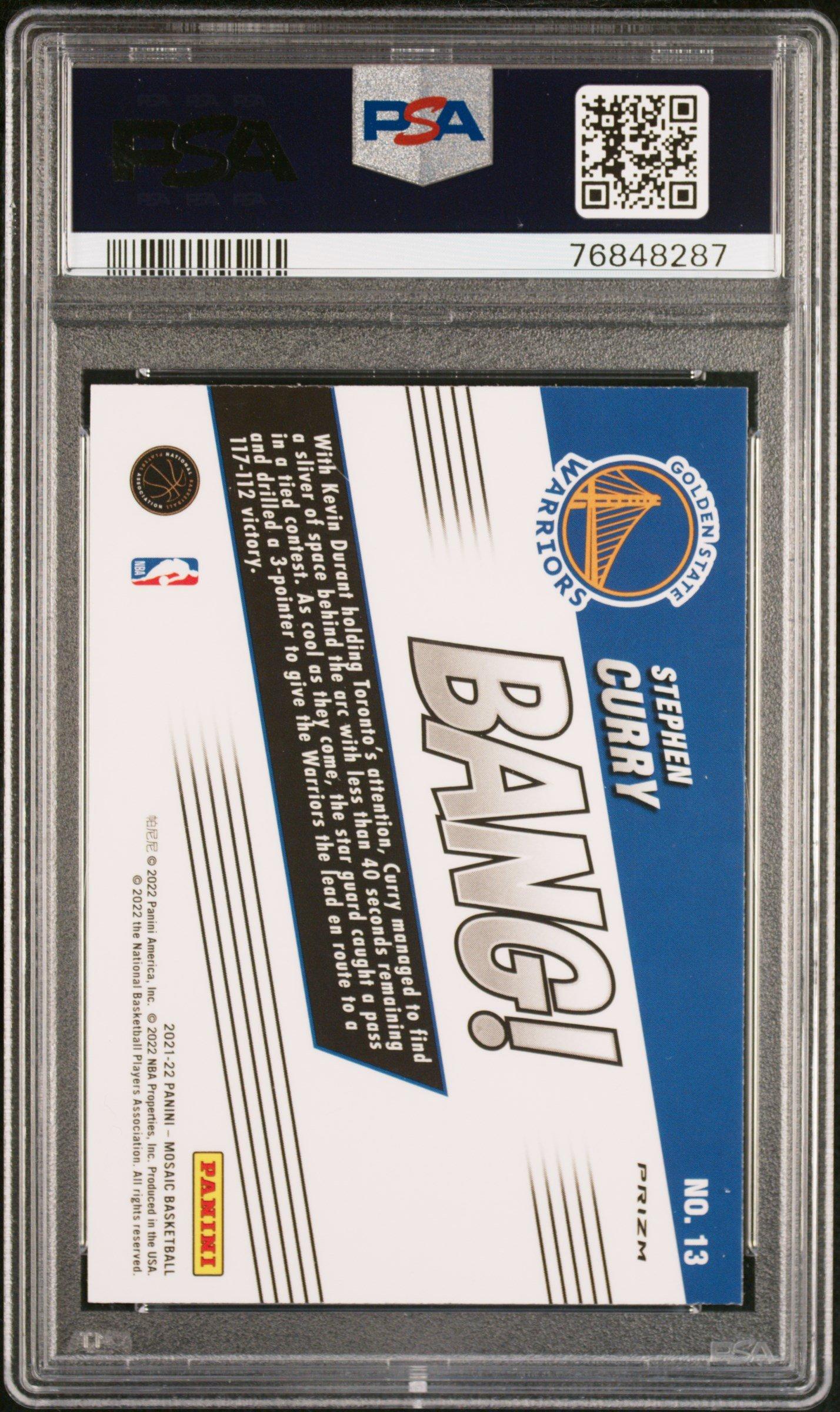 2021 Panini Mosaic Bang! 13 Stephen Curry Green Mosaic PSA 10