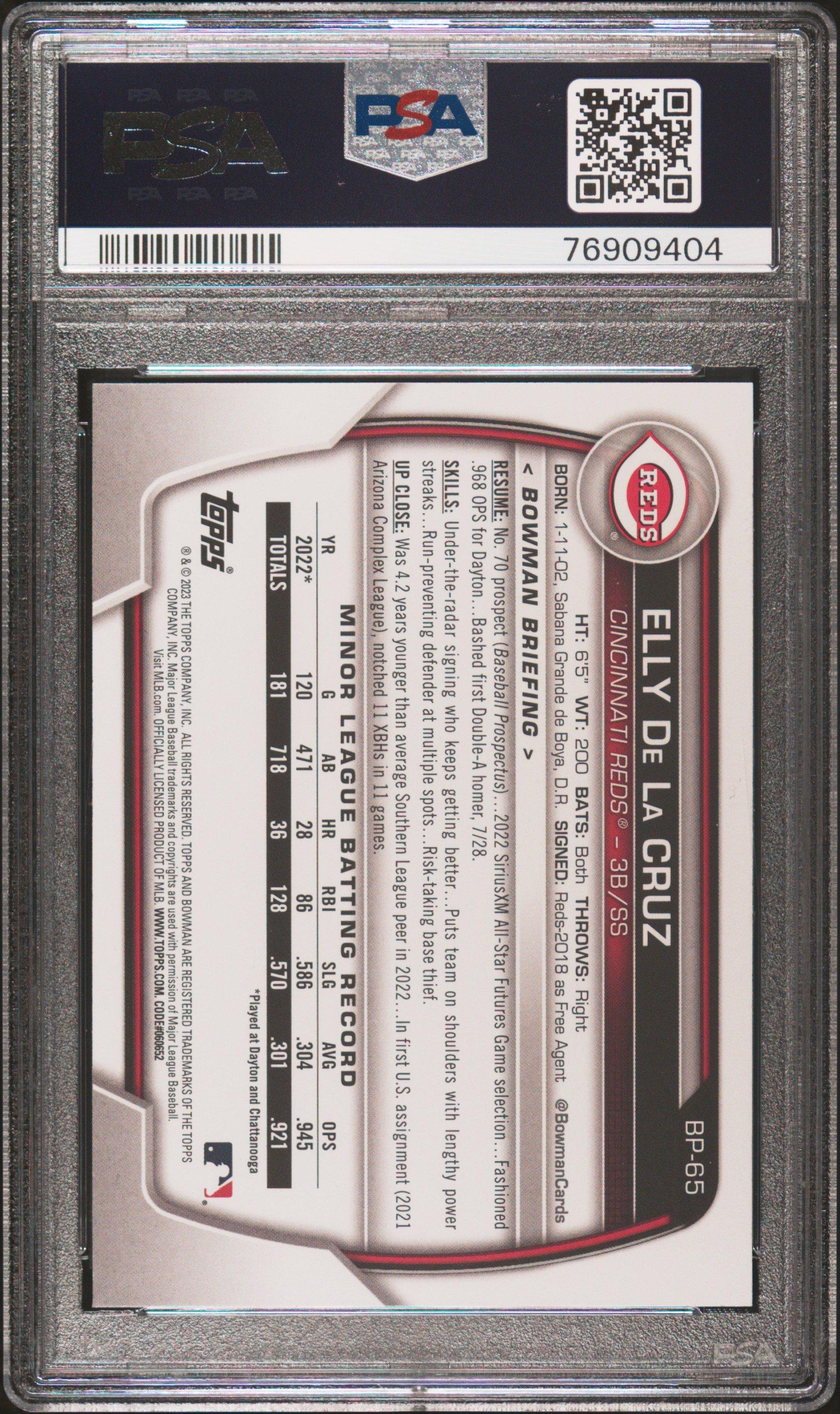 2023 Bowman Paper Prospects Bp65 Elly De La Cruz Blue Pattern PSA 9