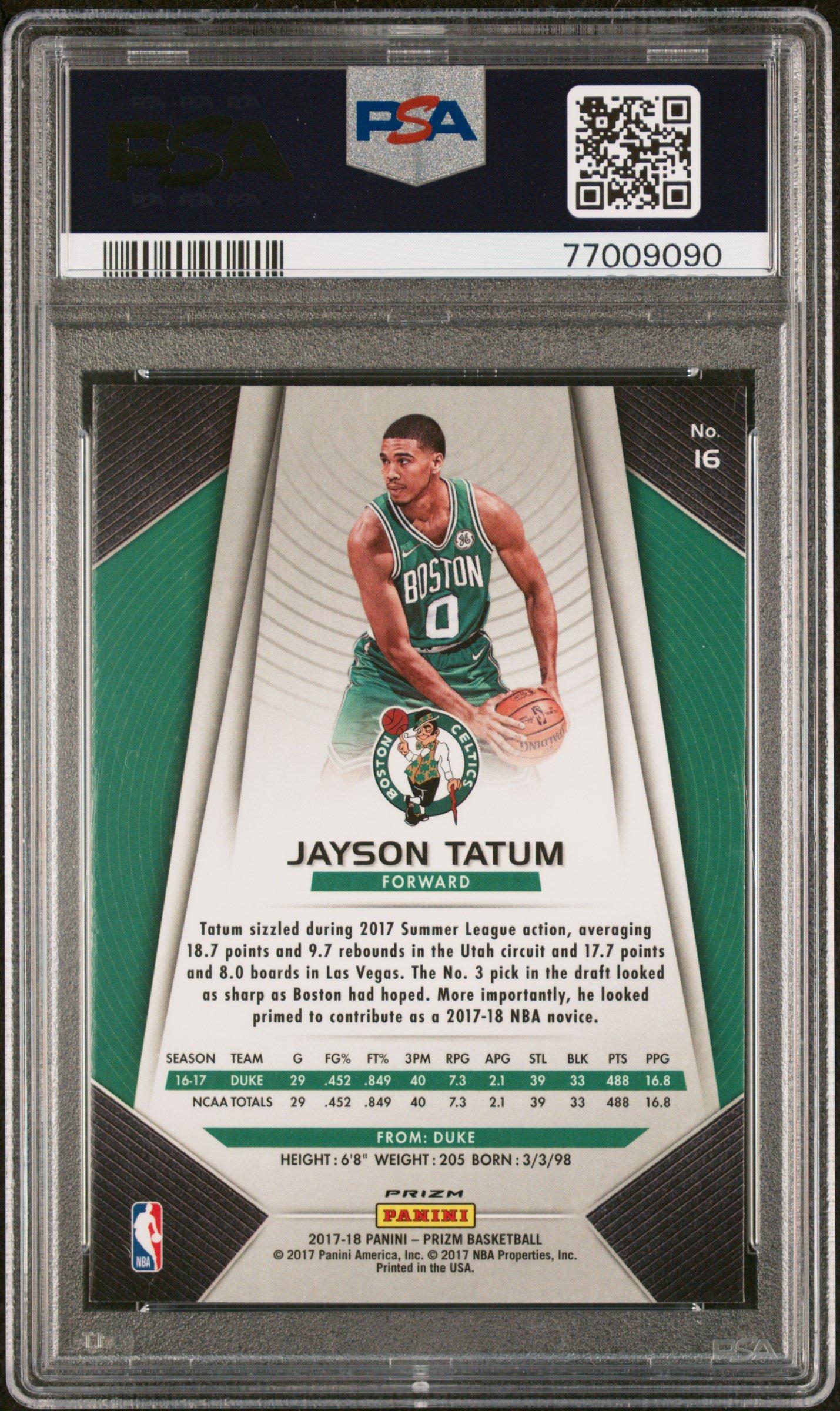 2017 Panini Prizm 16 Jayson Tatum Silver Prizm PSA 10