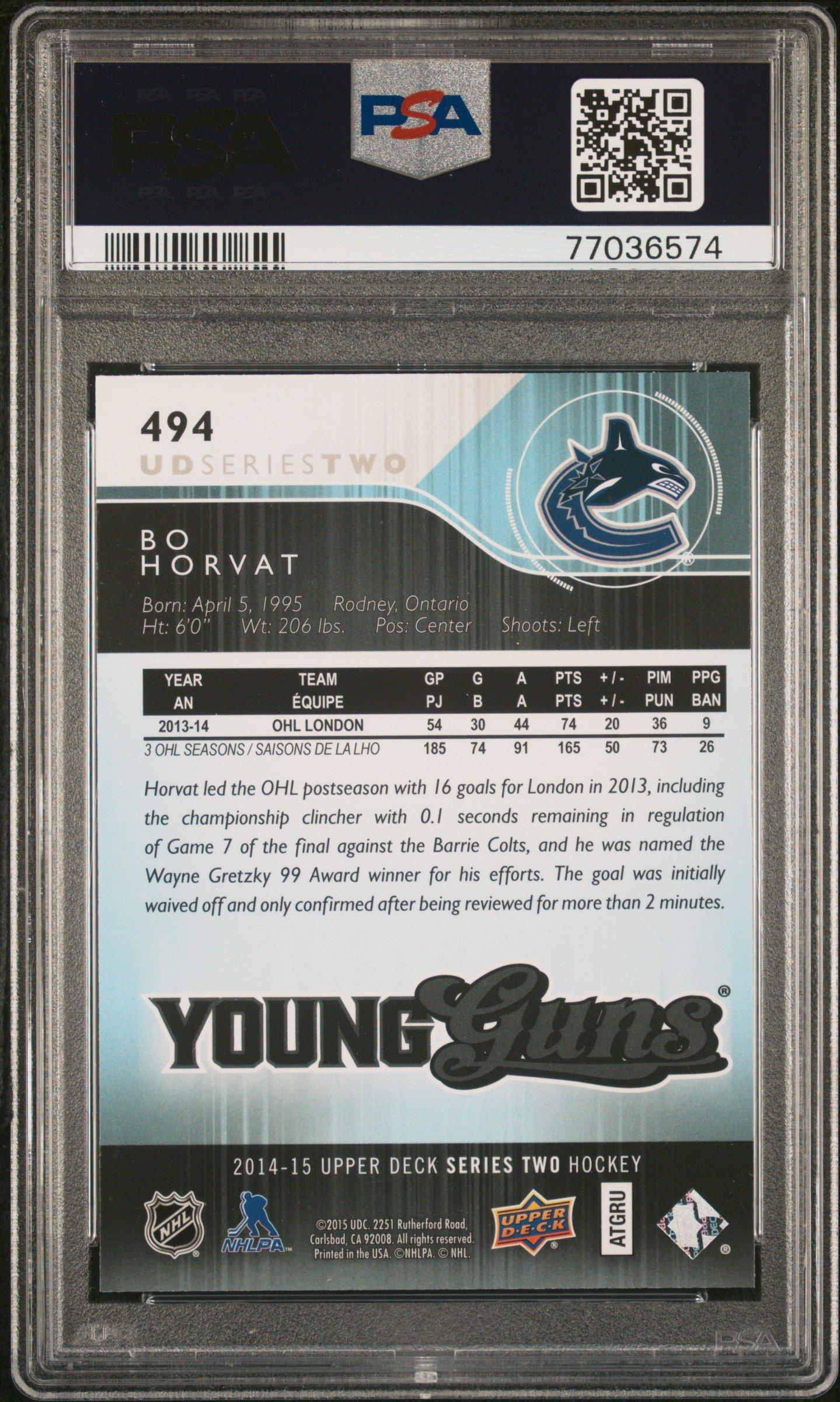 2014 Upper Deck 494 Bo Horvat PSA 10